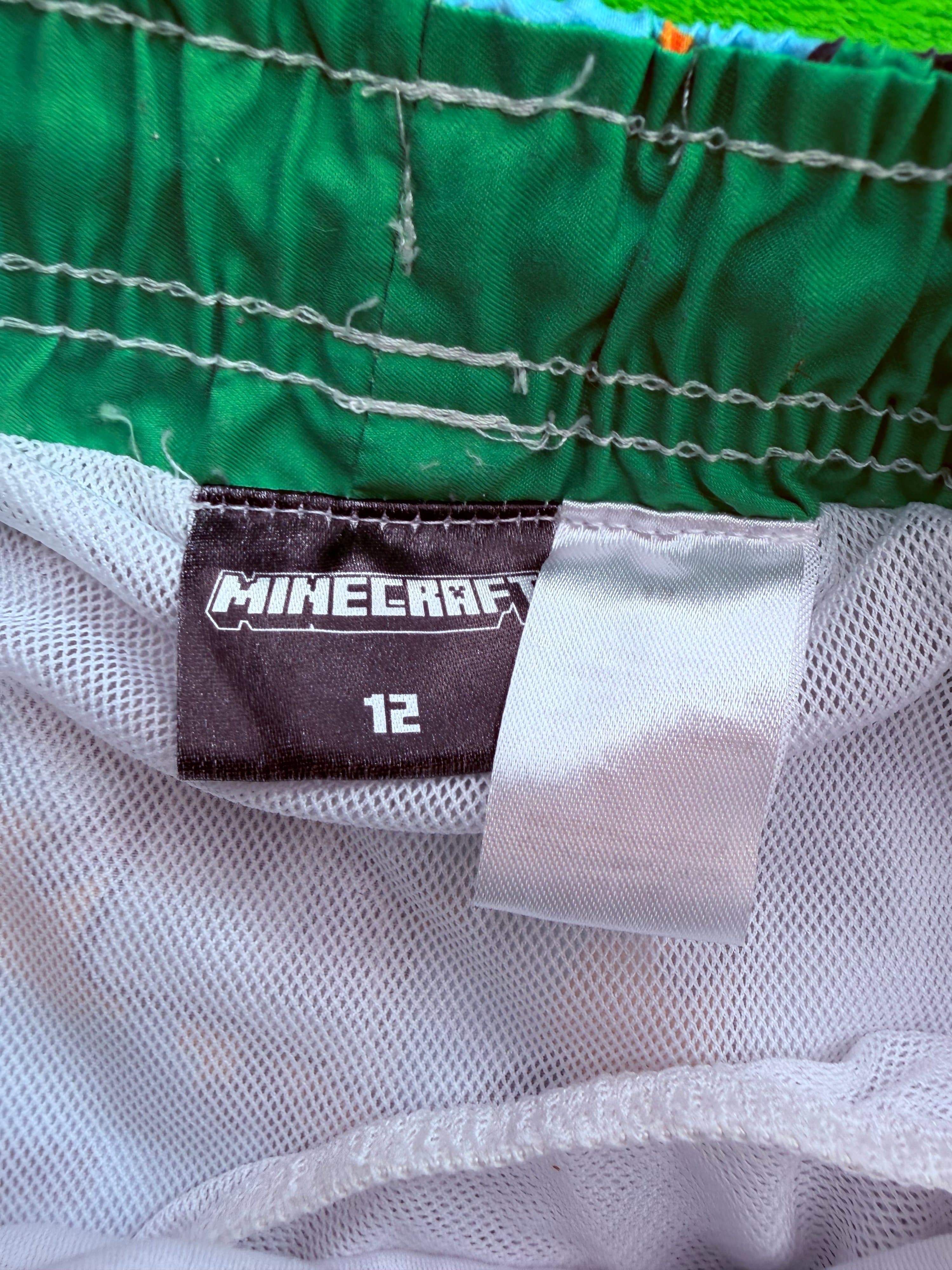 Minecraft Boys Swim Trunks Sz 12 Creeper Zombie Blue Board Shorts - Thumbnail 3