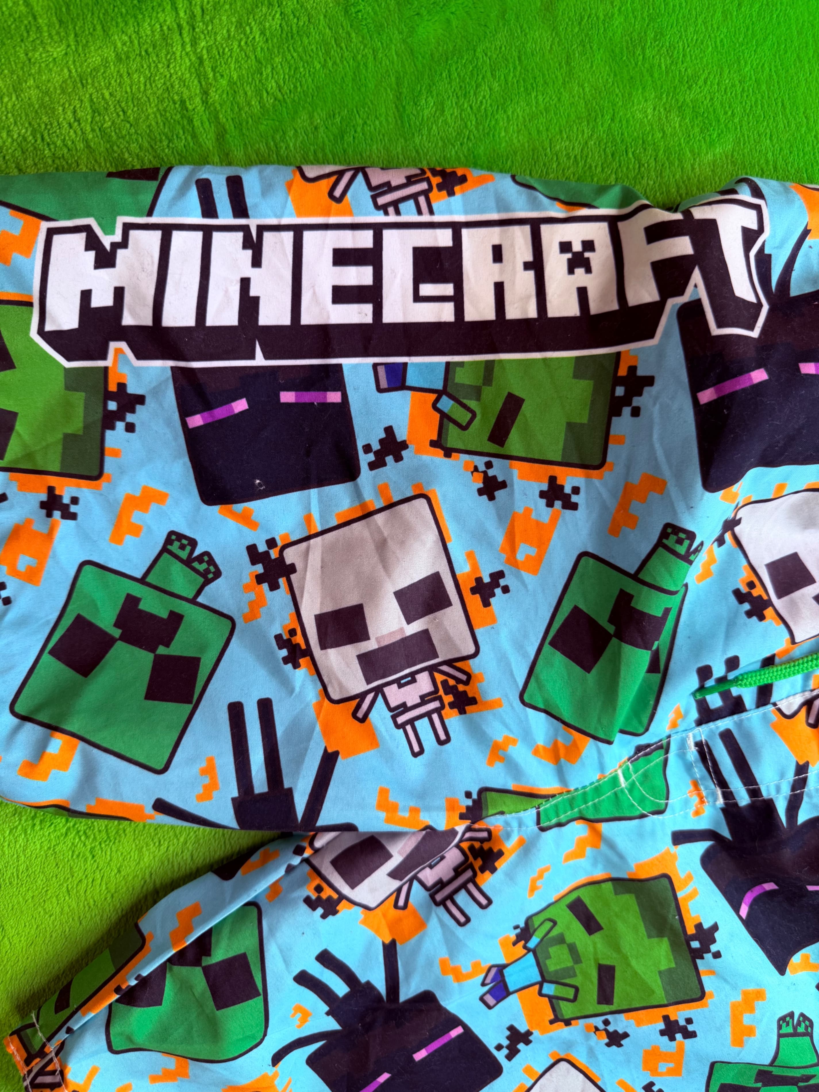 Minecraft Boys Swim Trunks Sz 12 Creeper Zombie Blue Board Shorts - Thumbnail 4