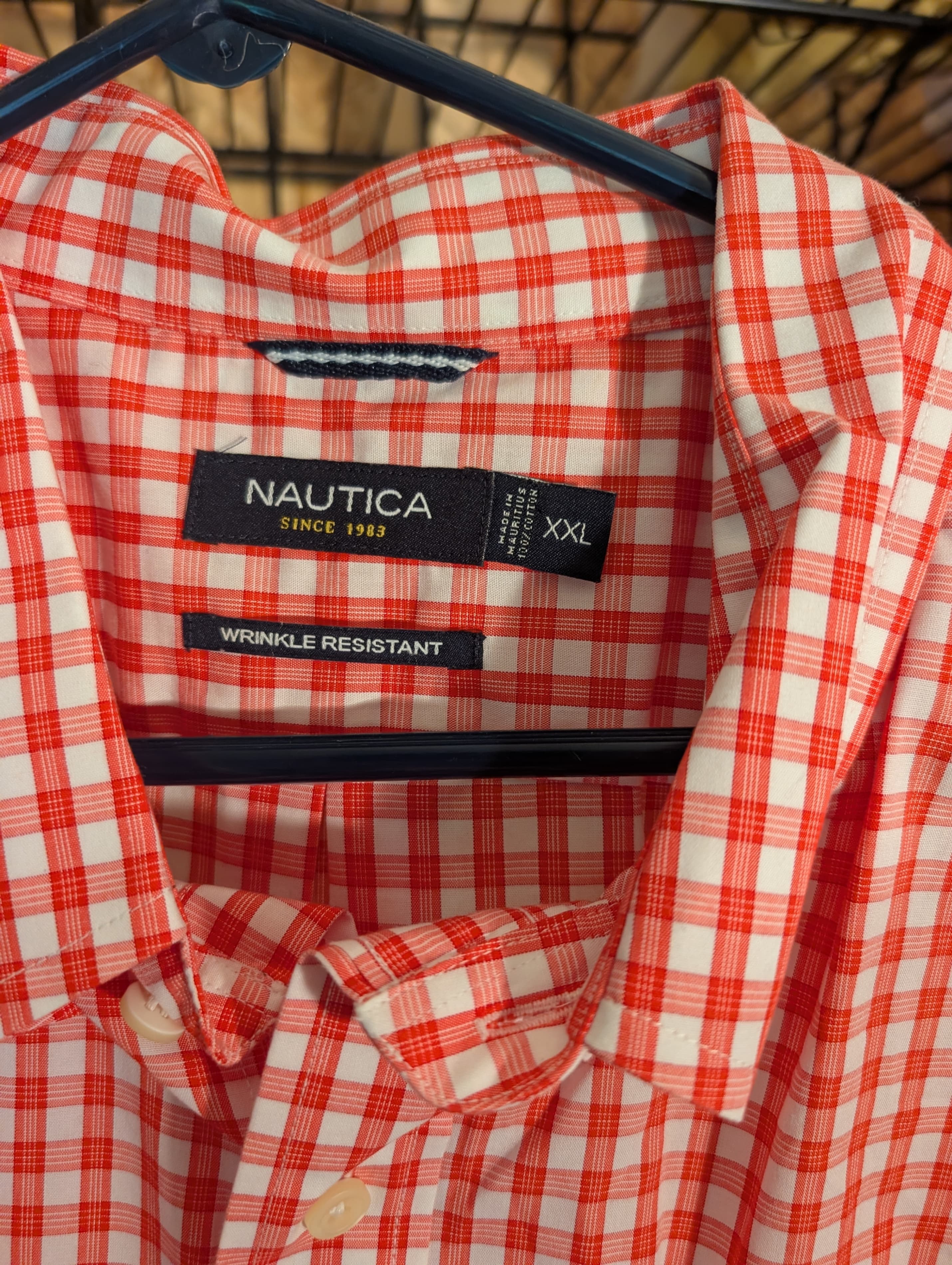 Nautica Red Gingham Short Sleeve Shirt XXL - Thumbnail 4