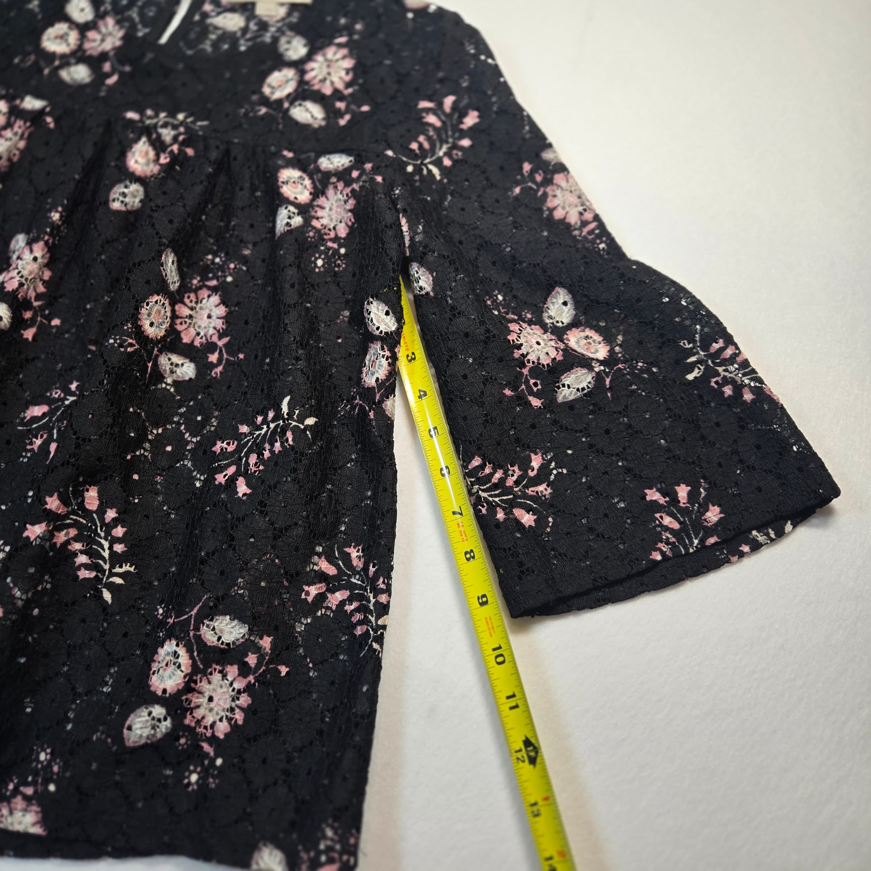 LOFT Floral Lace Top Black Size S - Thumbnail 6