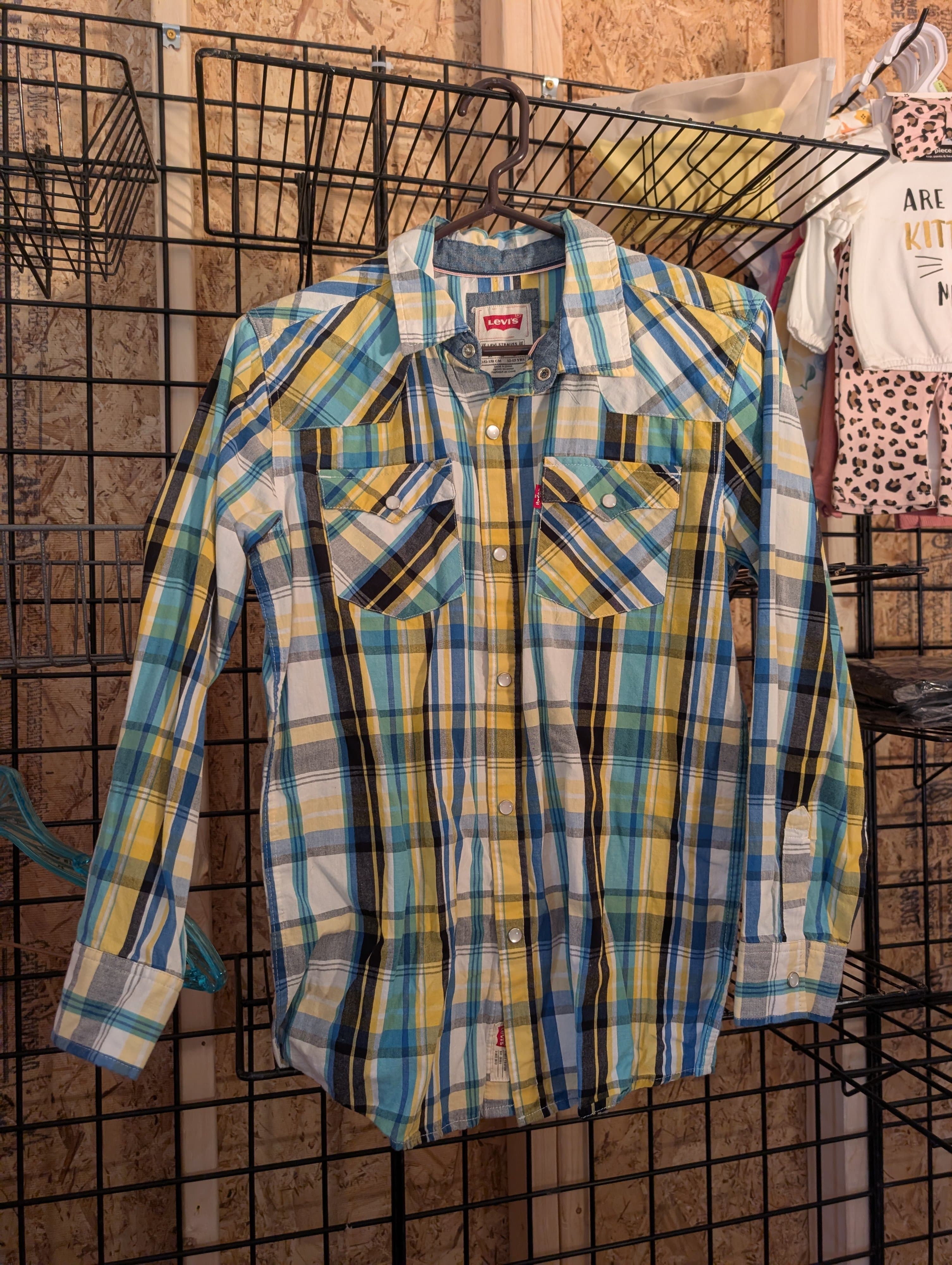 Levi's Boys Plaid Button-Up Shirt Size L - Thumbnail 2