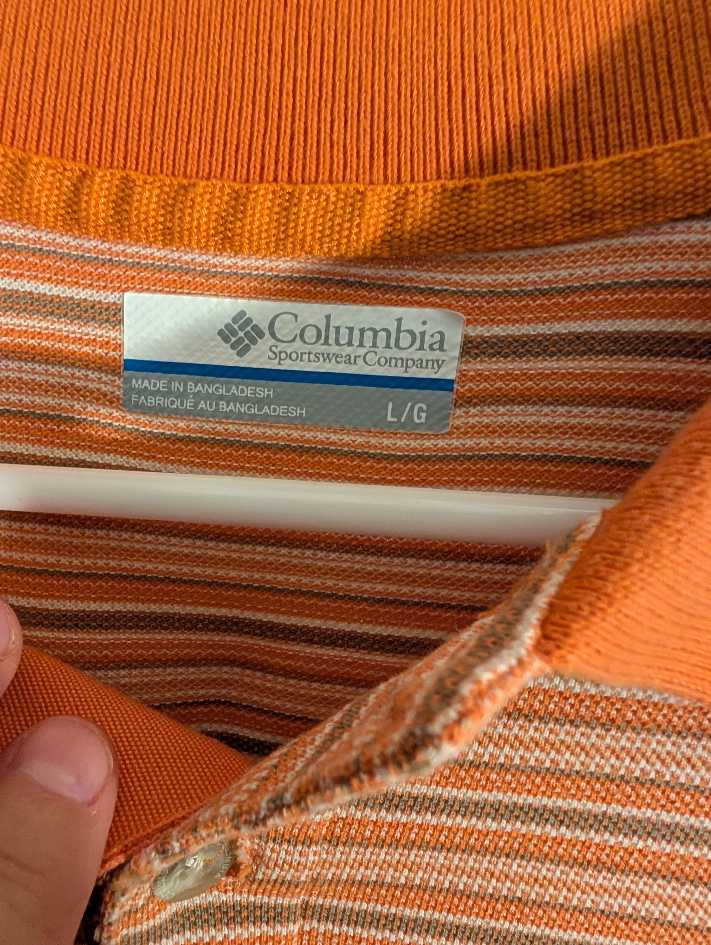 Columbia Orange Striped Polo Shirt Size L - Thumbnail 2