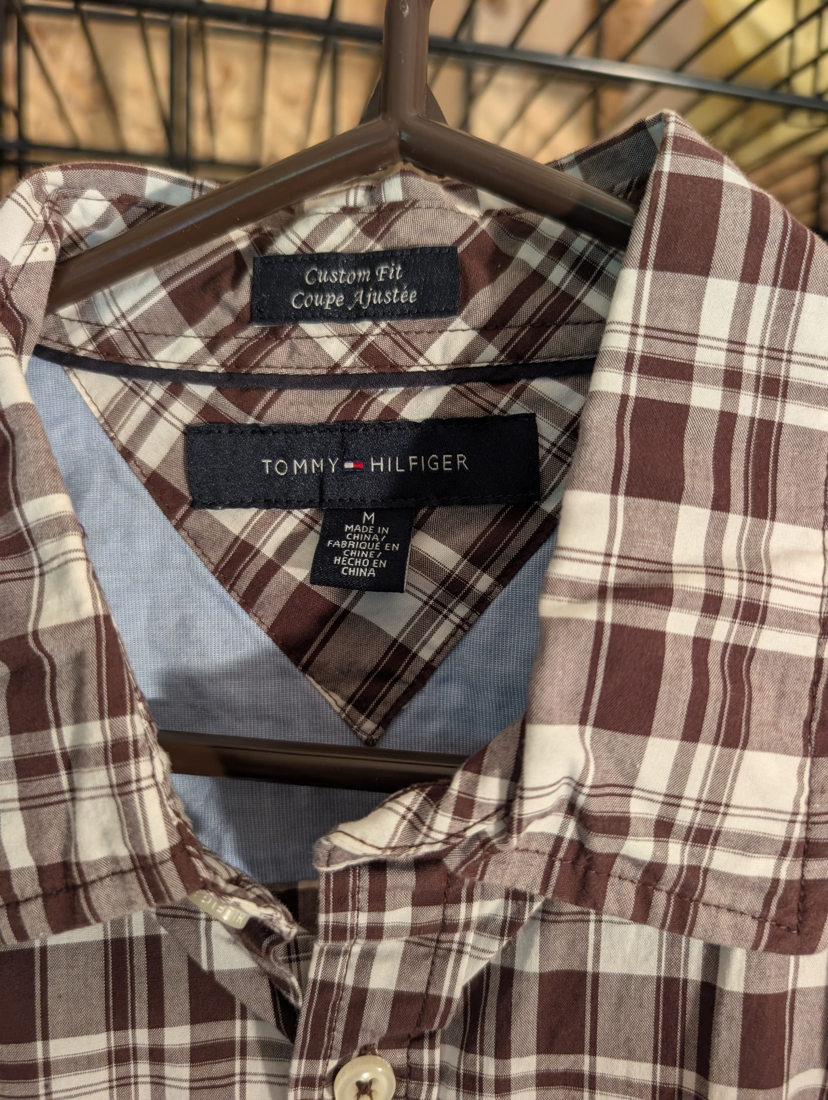 Tommy Hilfiger Men's Plaid Custom Fit Shirt Size M - Thumbnail 2
