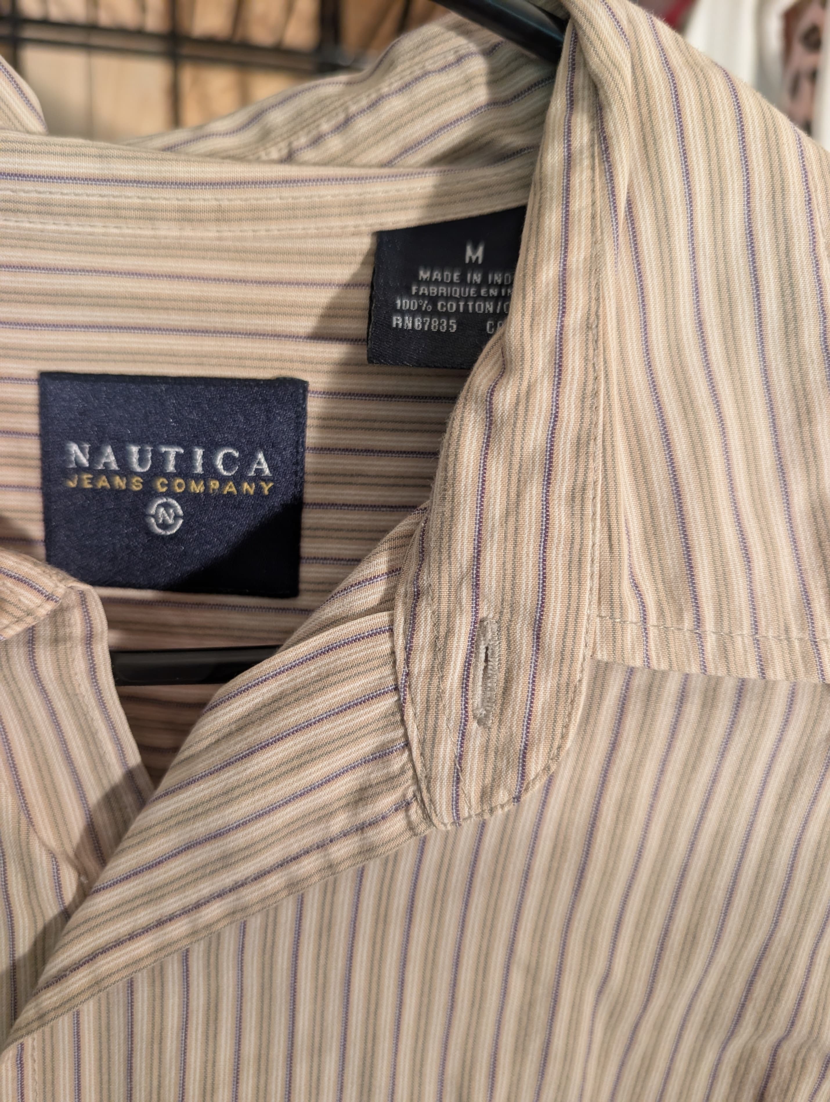 Nautica Jeans Company Striped Button-Up Shirt Medium - Thumbnail 2