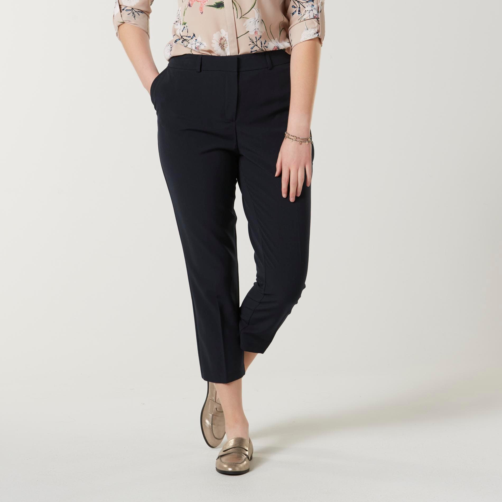 Simply Styled Women's Petites' Straight Fit Dress Pants - Cotton Night
