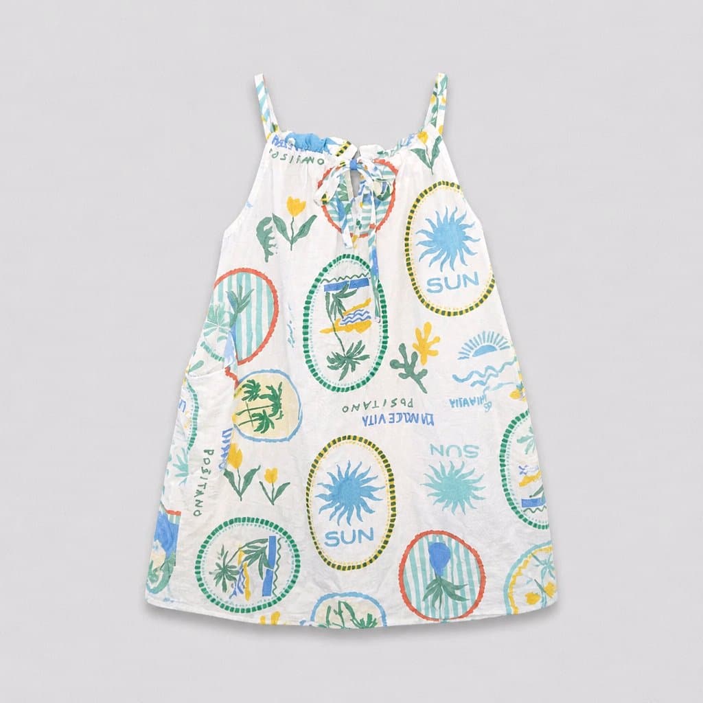 Junior Girls Sleeveless Printed Tank with Tie Straps Sz Lrg - Thumbnail 2