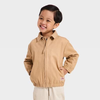 Toddler Boys' Twill Snap Front Jacket - Cat & Jack™ Brown 4T - Thumbnail 4