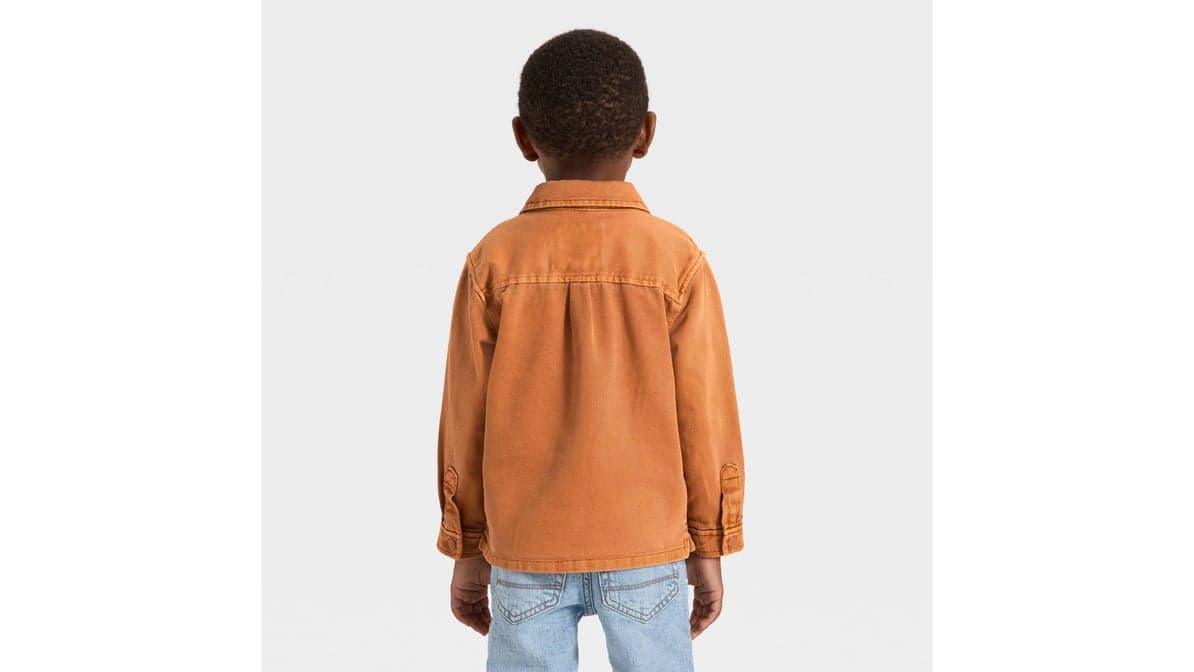 Toddler Boys' Twill Snap Front Jacket - Cat & Jack™ Brown 4T - Thumbnail 5