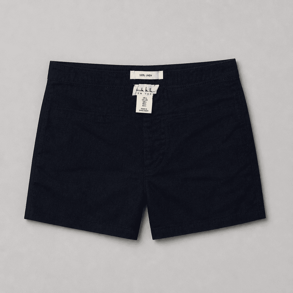 Nicole Miller Navy Shorts 100% Linen Lrg NWT - Thumbnail 2