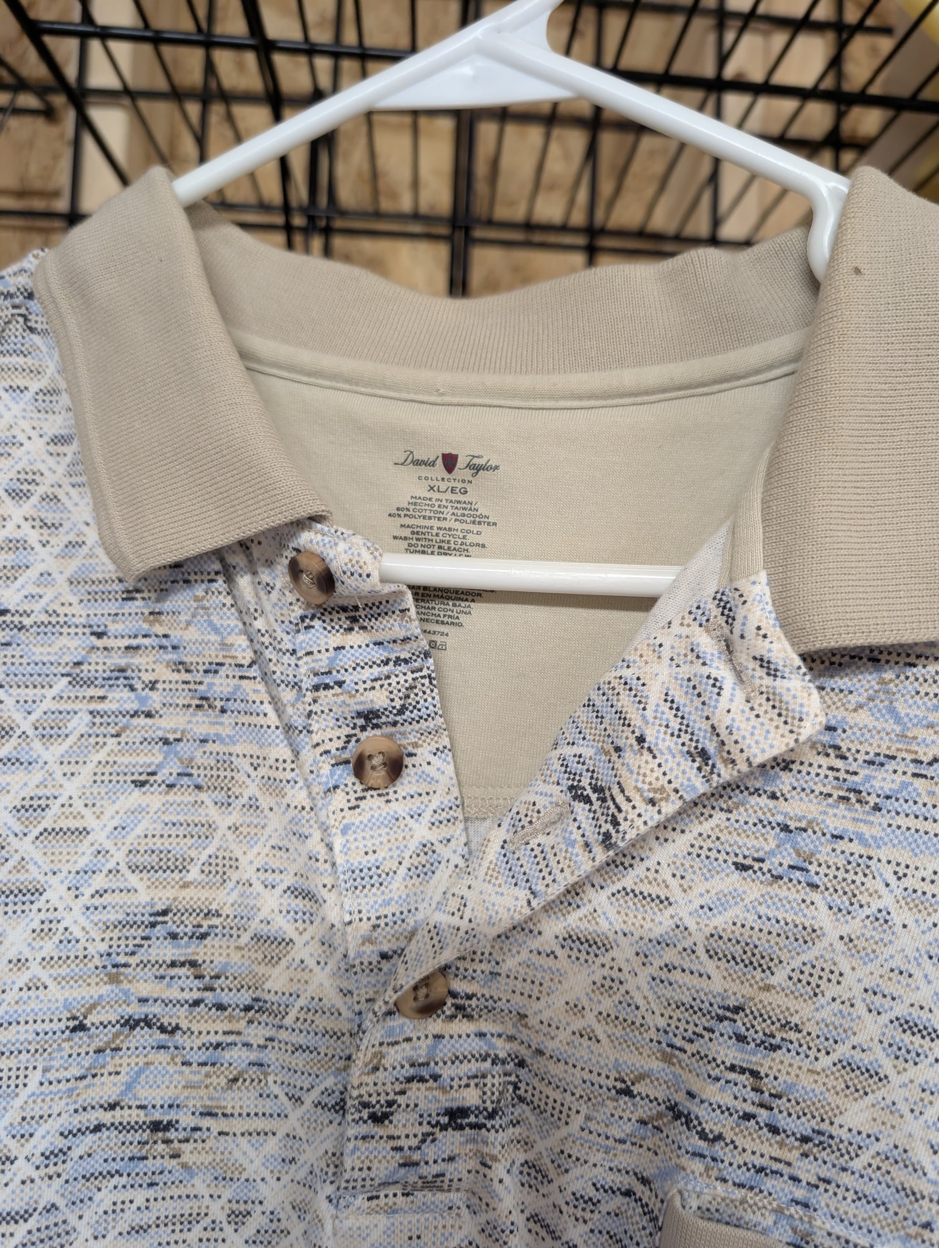David Taylor XL Polo Shirt Geometric Pattern - Thumbnail 2