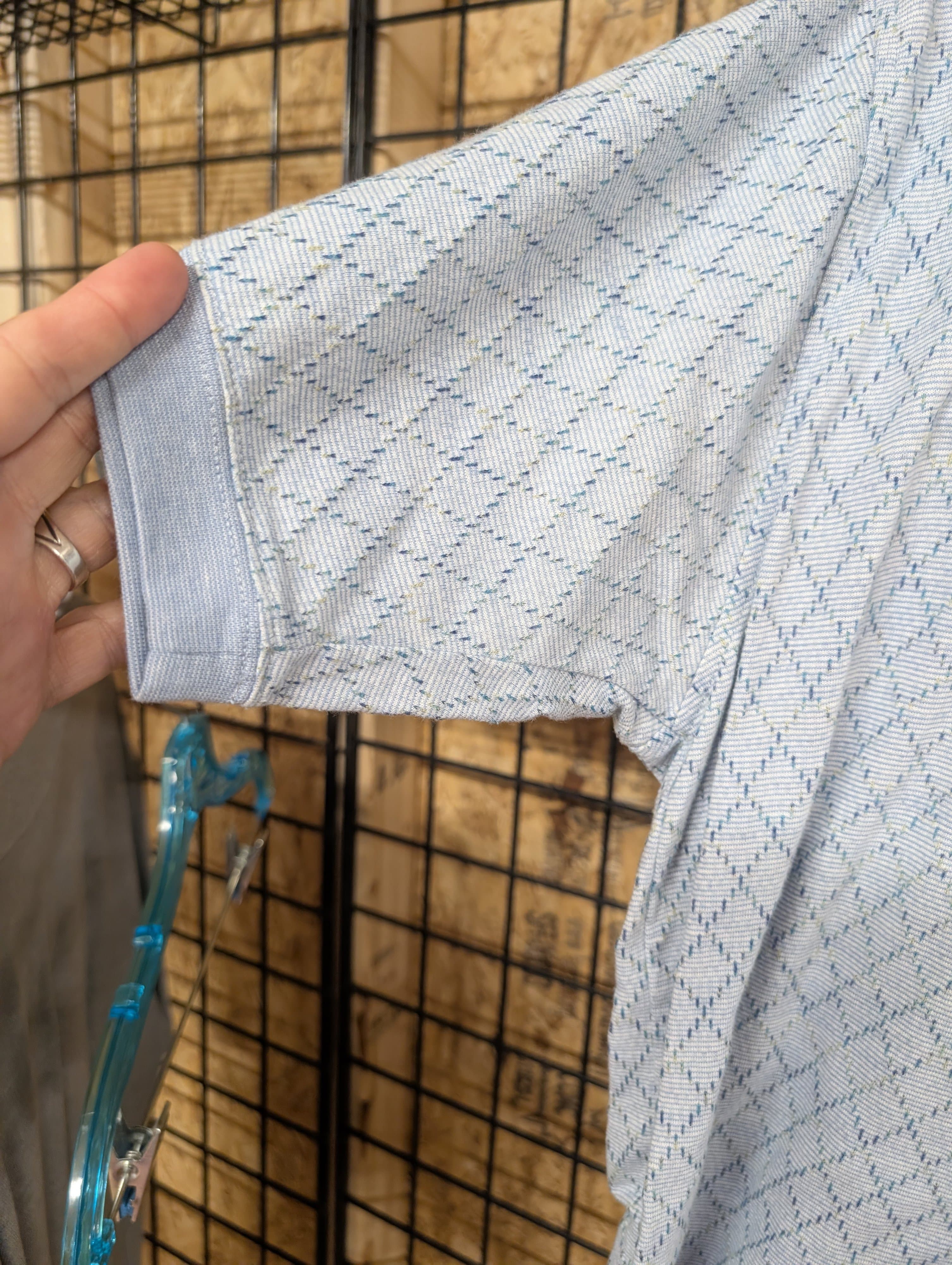 David Taylor Men's XL Polo Shirt Blue Pattern - Thumbnail 3