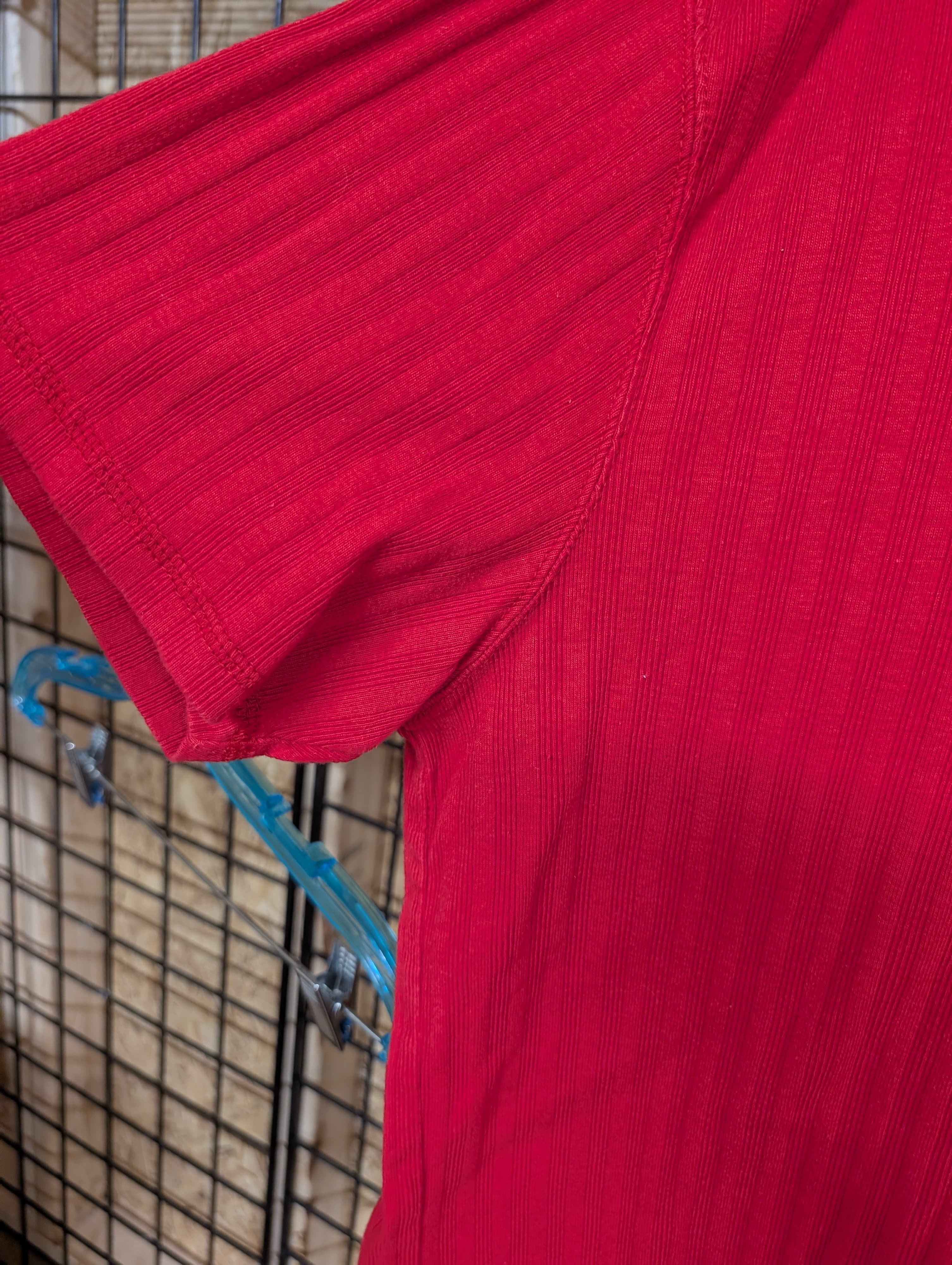 Tommy Jeans Red V-Neck T-Shirt XL - Thumbnail 3