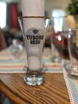 Vintage Tuborg Beer Gold Rim Pilsner Glass, By app To The Royal Danish Court - Thumbnail 2