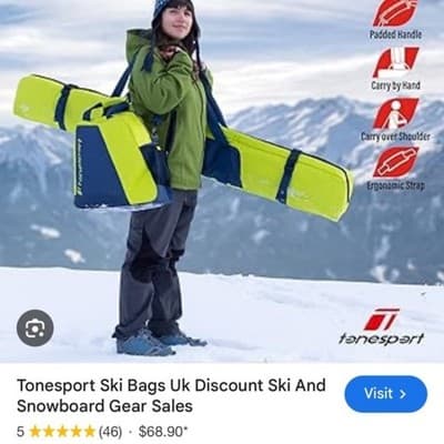Yellow and Gray‎ Ski Bag - Thumbnail 4