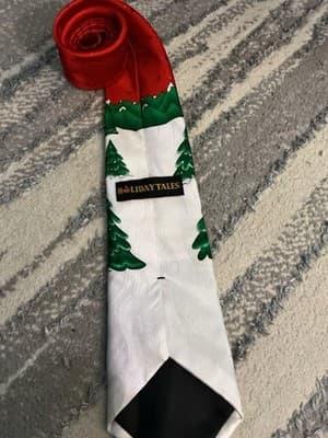 Holiday Tales Men’s 100% Silk Tie Christmas Santa Holiday Snow Boarding - Thumbnail 3