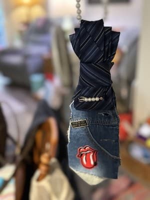 Upcycled Rolling Stones Tie Necklace – One of a Kind - Thumbnail 3