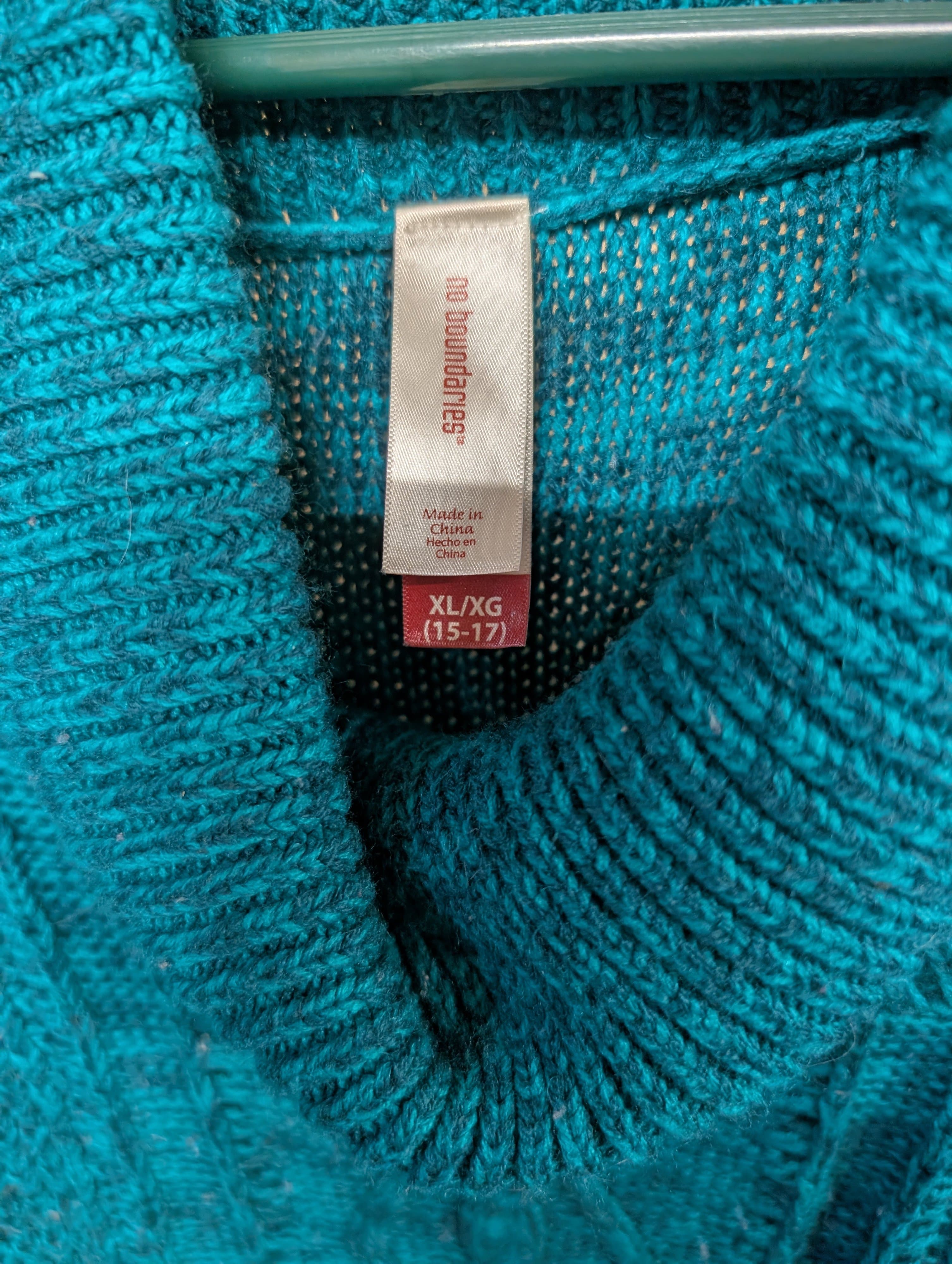 No Boundaries Teal Knit Cowl Neck Sweater Vest XL - Thumbnail 2
