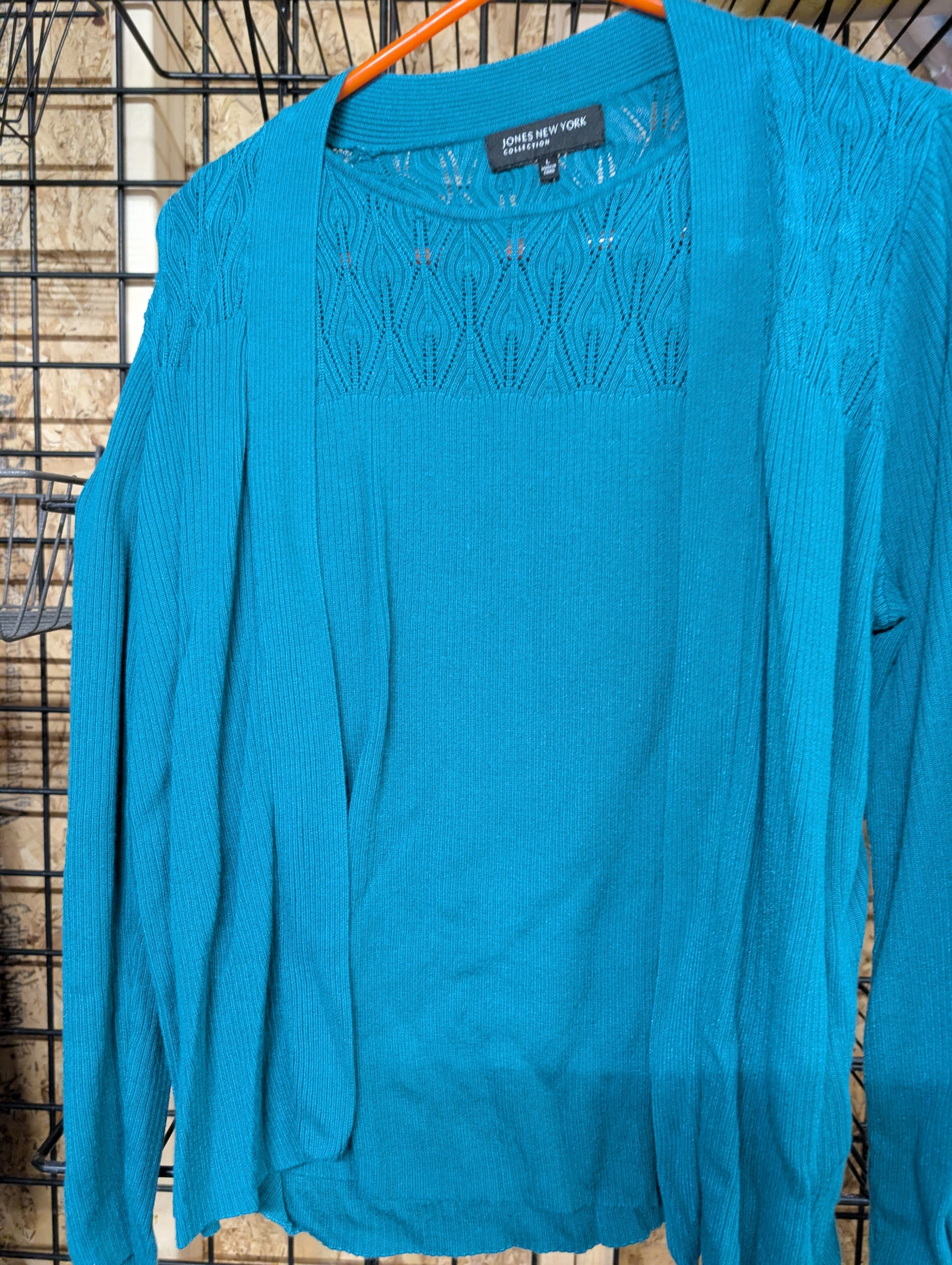 Jones New York Collection Teal Cardigan Sweater L - Thumbnail 2