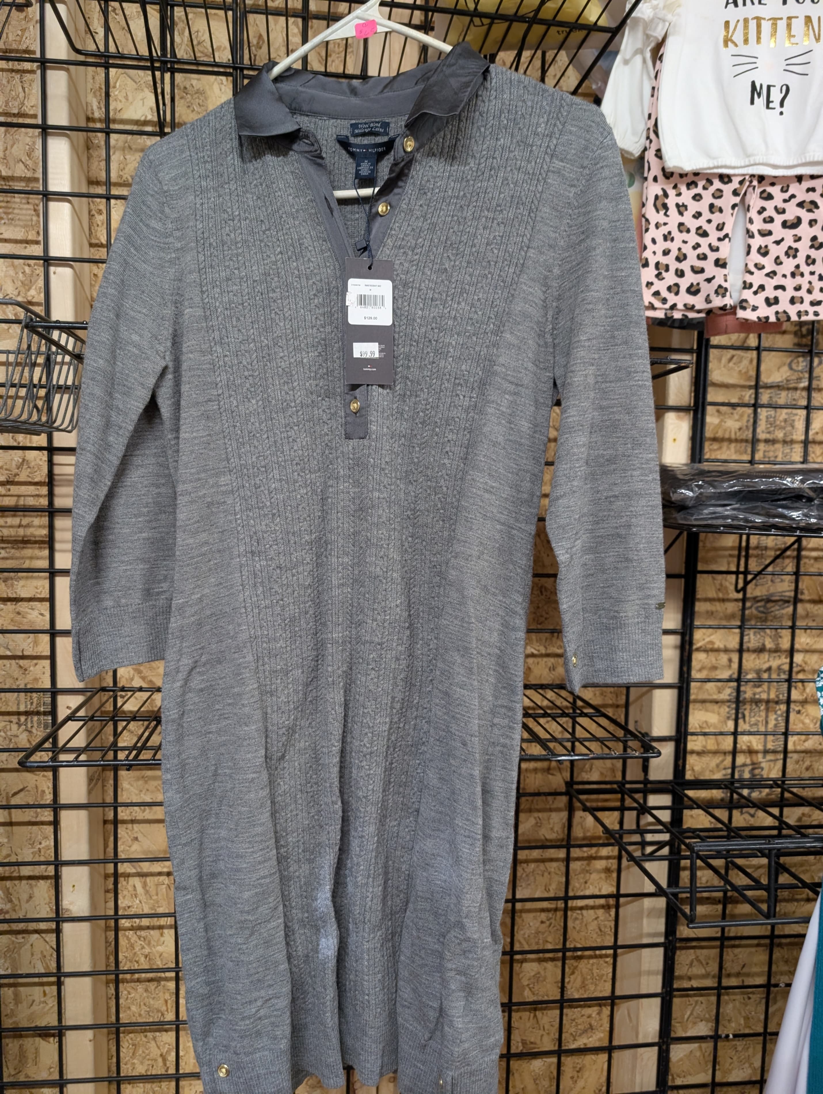 Tommy Hilfiger Grey Knit Midi Dress Size M - Thumbnail 2