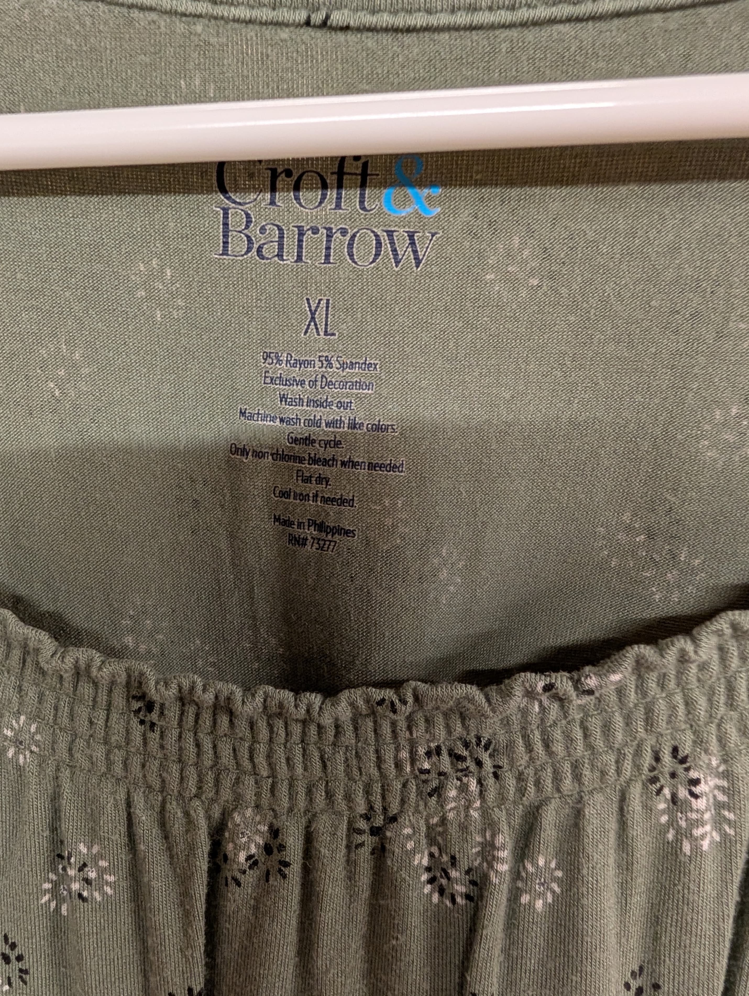 Croft & Barrow XL Floral Top Green Rayon Blend - Thumbnail 2