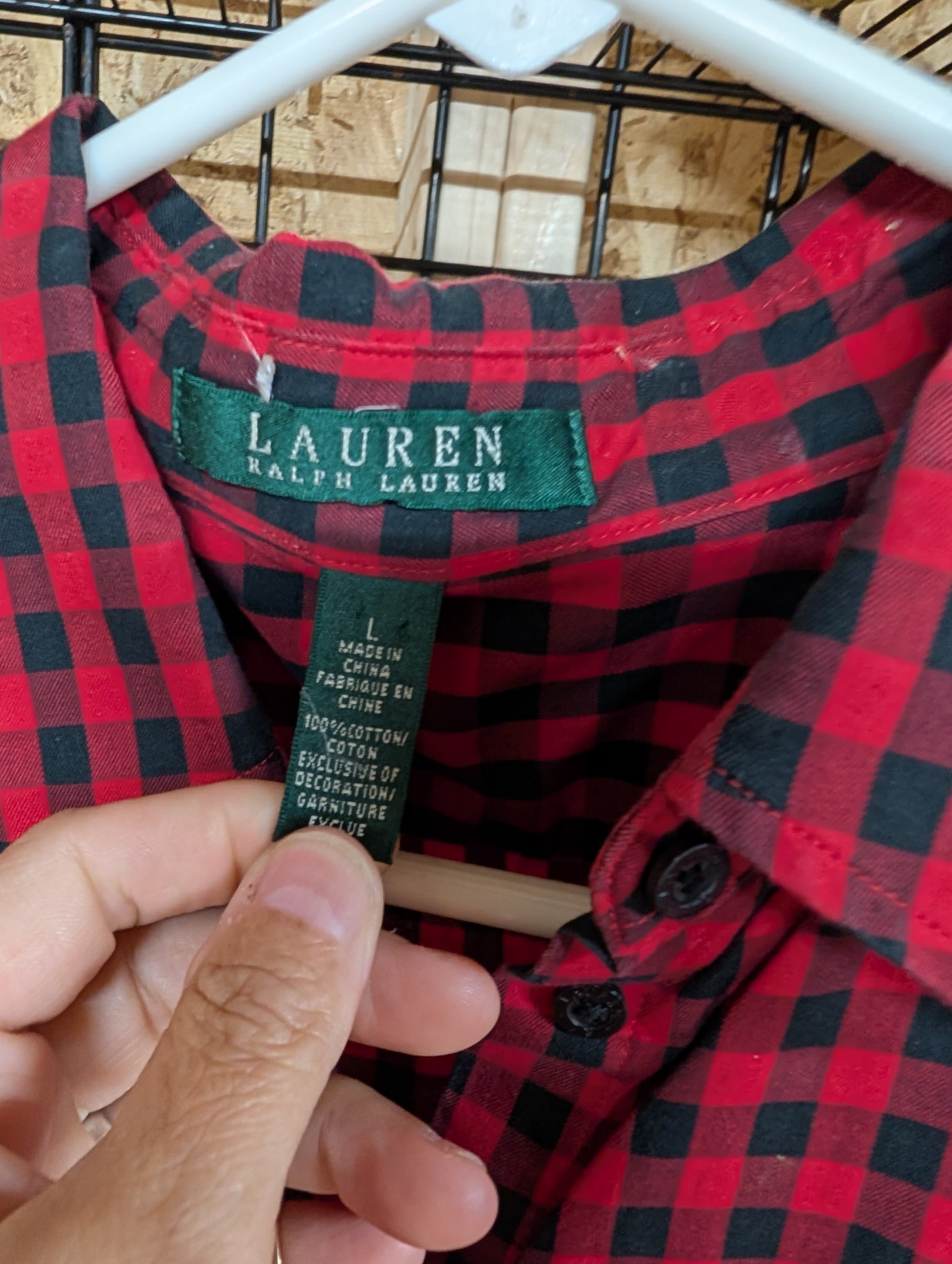 Lauren Ralph Lauren Red Plaid Shirt Size L - Thumbnail 2