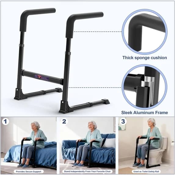 "Couch Stand Assist for Elderly, Adjustable Stand Up Assist Chair Raiser, Heavy Duty Stand Assist Aid with Non-Slip Handles for Seniors, 400 lbs Capacity, White - Thumbnail 7