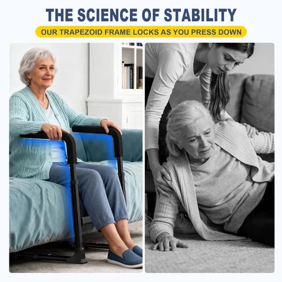 "Couch Stand Assist for Elderly, Adjustable Stand Up Assist Chair Raiser, Heavy Duty Stand Assist Aid with Non-Slip Handles for Seniors, 400 lbs Capacity, White - Thumbnail 4