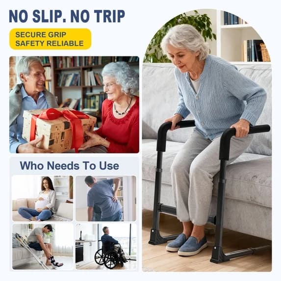 "Couch Stand Assist for Elderly, Adjustable Stand Up Assist Chair Raiser, Heavy Duty Stand Assist Aid with Non-Slip Handles for Seniors, 400 lbs Capacity, White - Thumbnail 6
