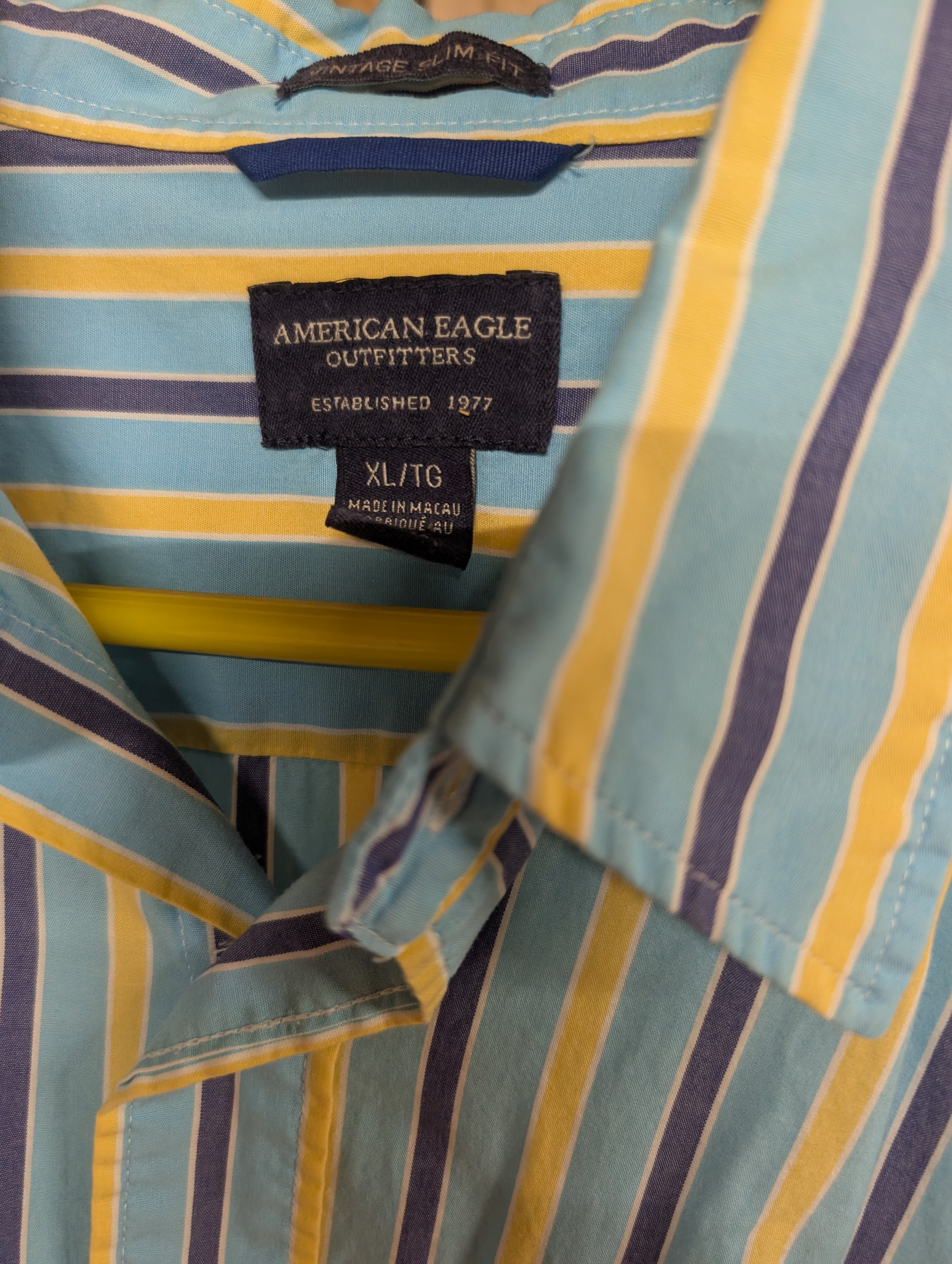 American Eagle Striped Button-Up Shirt XL - Thumbnail 3