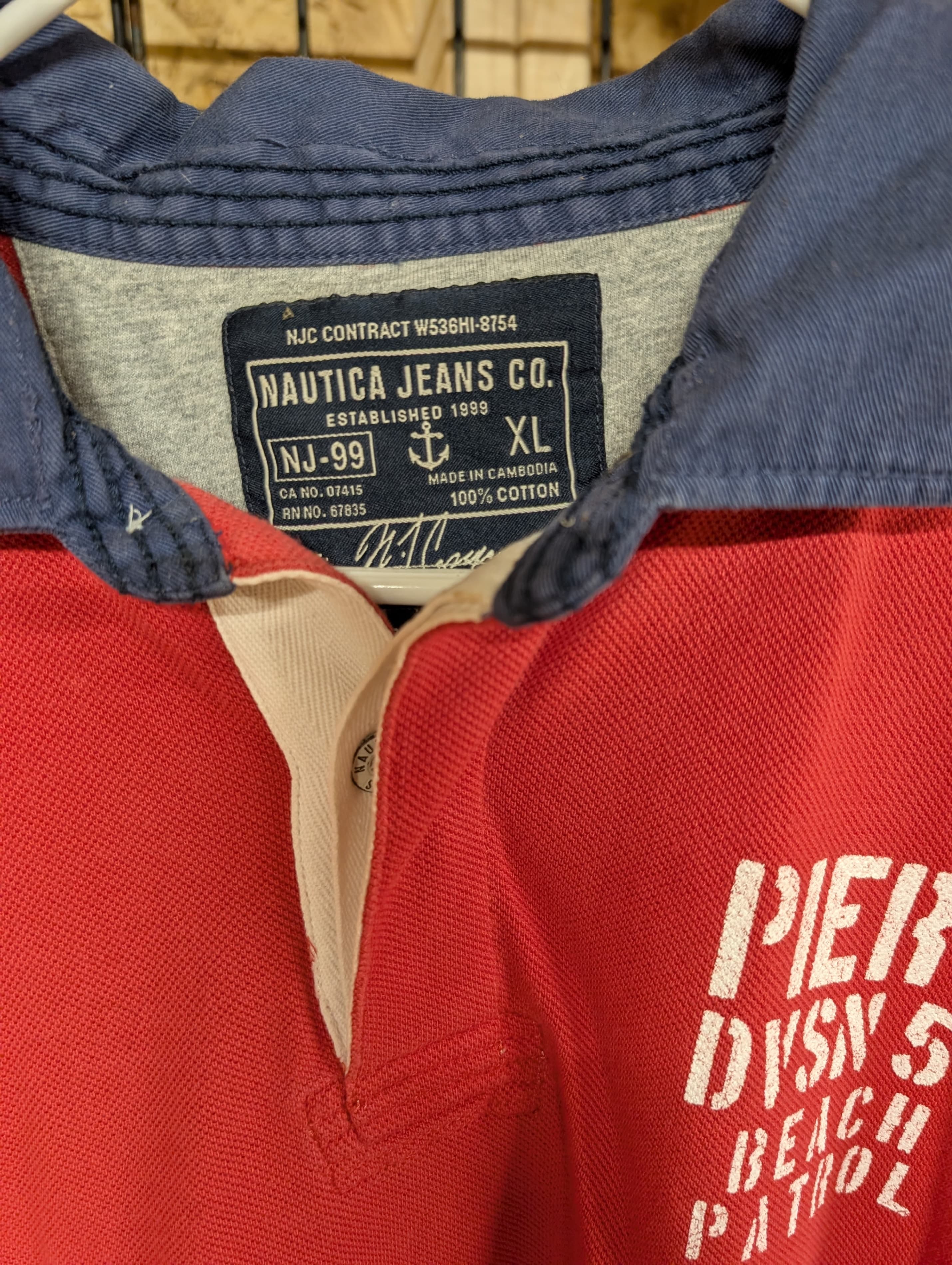 Nautica Jeans Co. Red Polo Shirt XL 100% Cotton - Thumbnail 2