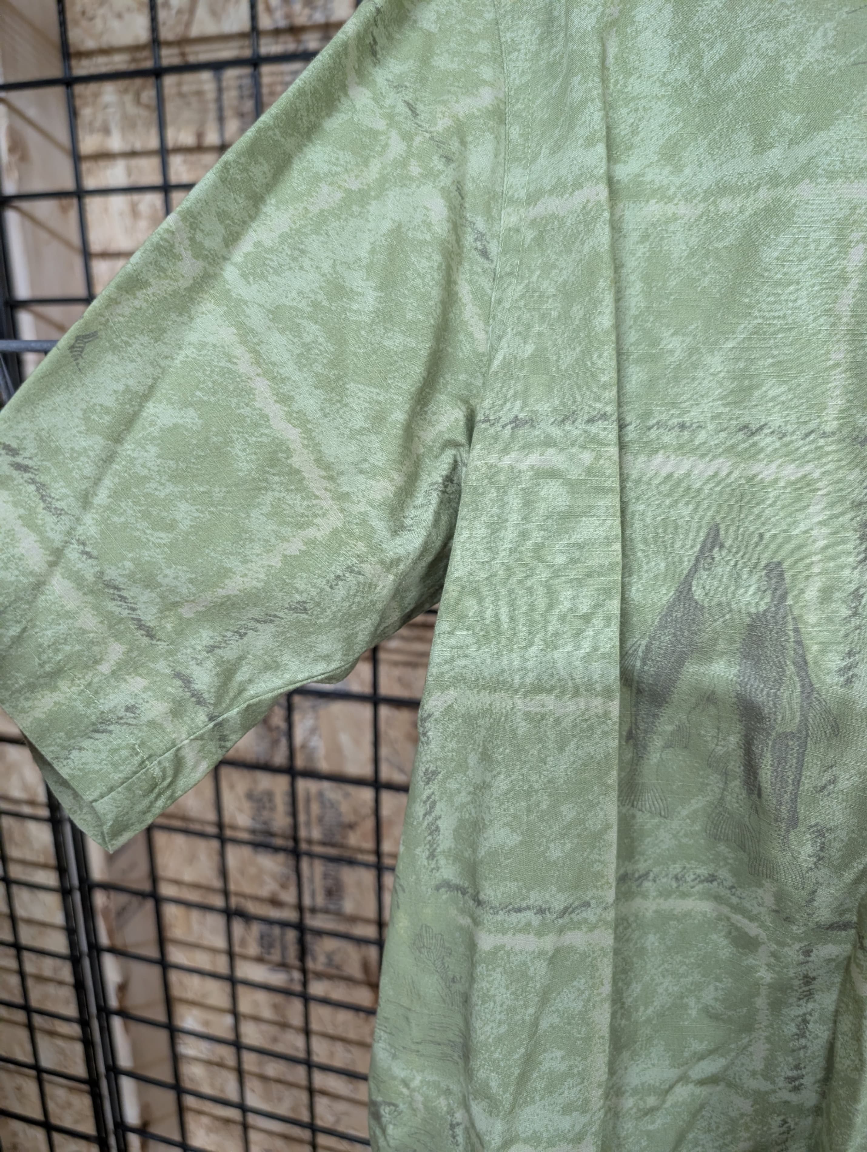 Columbia River Lodge Men's Shirt M Green Short Sleeve - Thumbnail 3