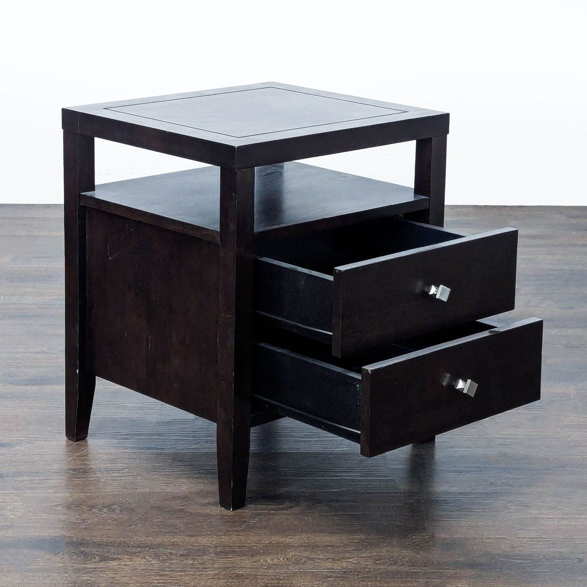 Two Drawer Nightstand with Open Shelf - Thumbnail 2