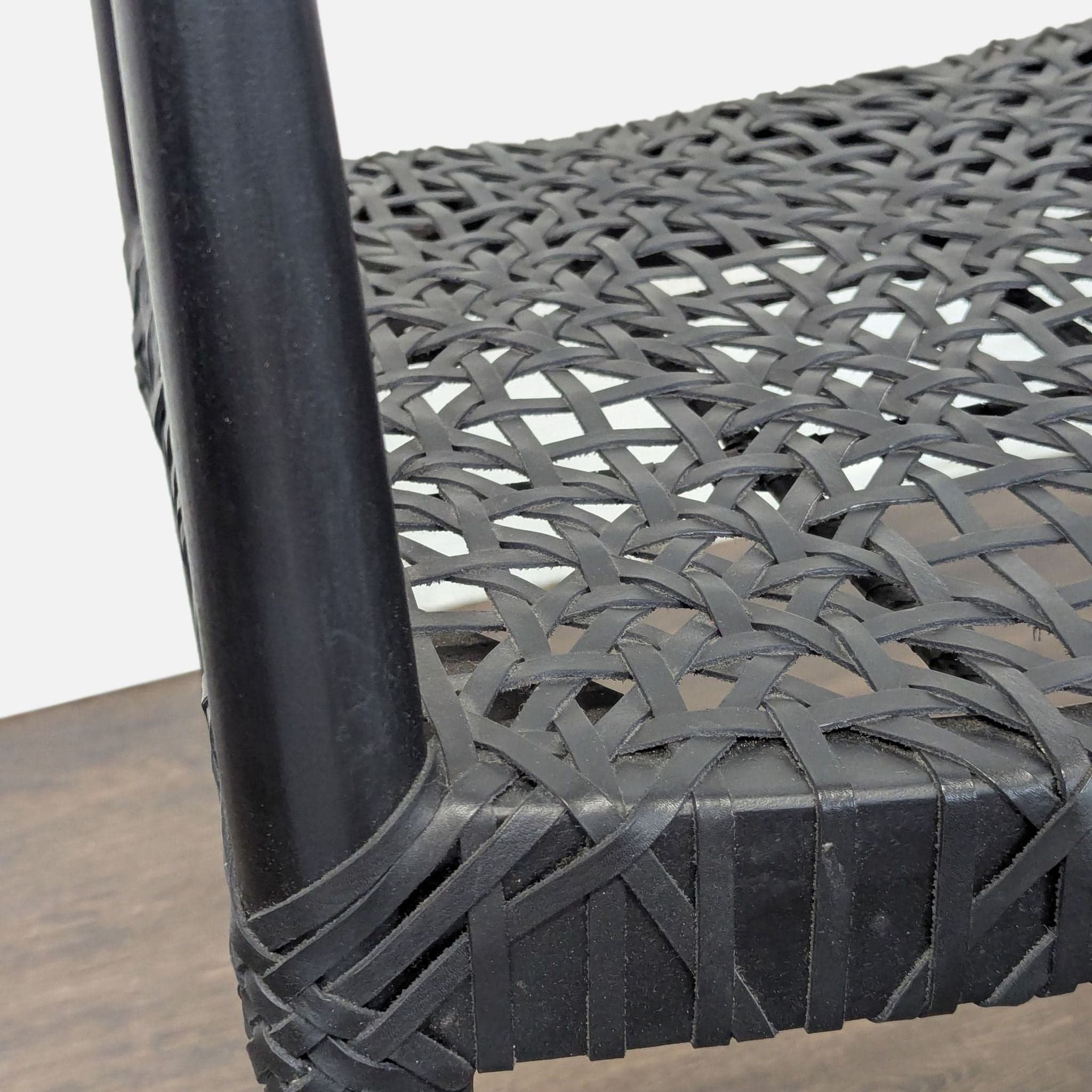 Safavieh Home Wade Black Teak Wood Armchair with Woven Leather Web Seat - Thumbnail 7