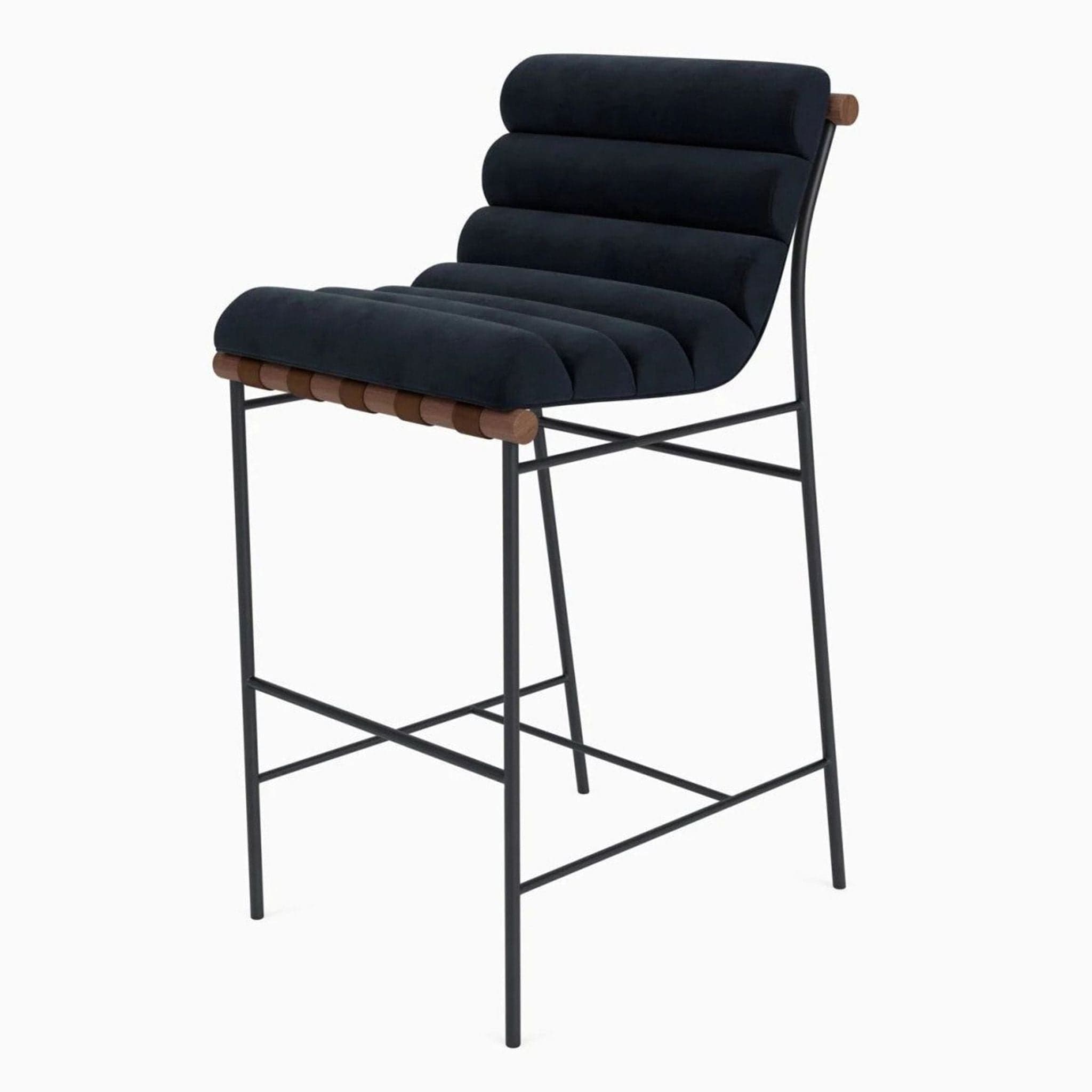 Denver Modern Vail Black Velvet Bar Stool - Thumbnail 2