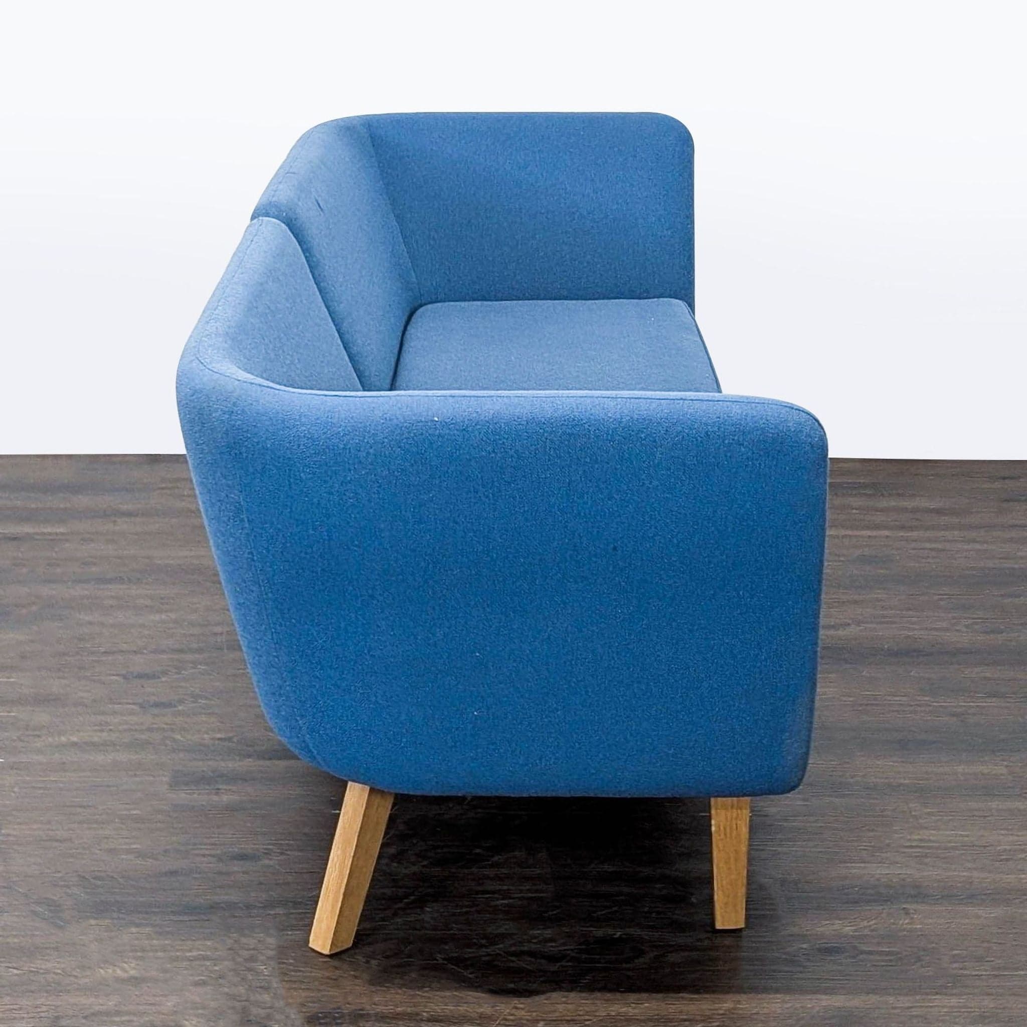 Knoll Rockwell Unscripted Modern Blue Sectional Sofa with Wood Legs - Thumbnail 3