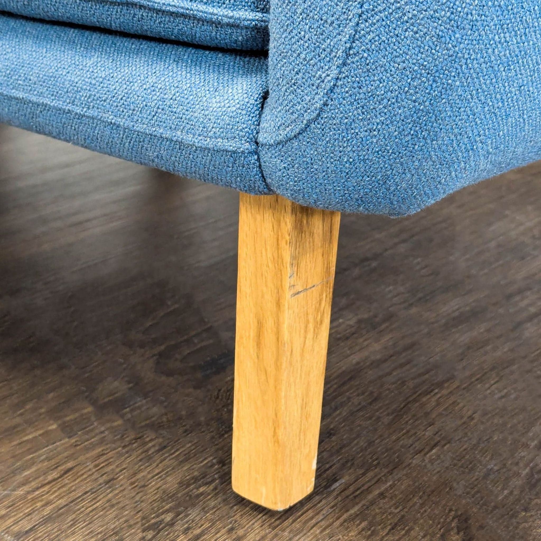 Knoll Rockwell Unscripted Modern Blue Sectional Sofa with Wood Legs - Thumbnail 7