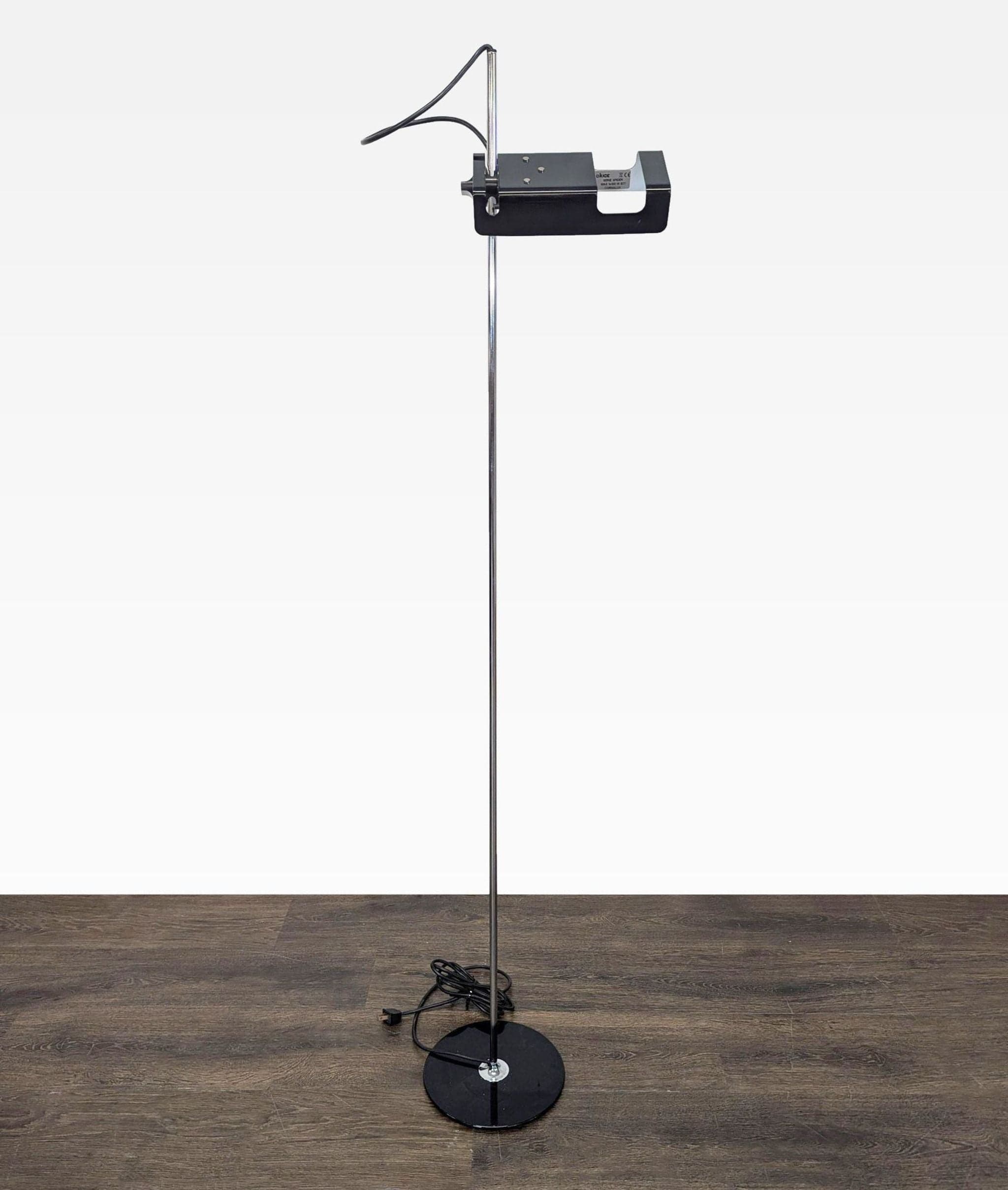 Joe Colombo for Oluce Vintage Chrome and Black Floor Lamp