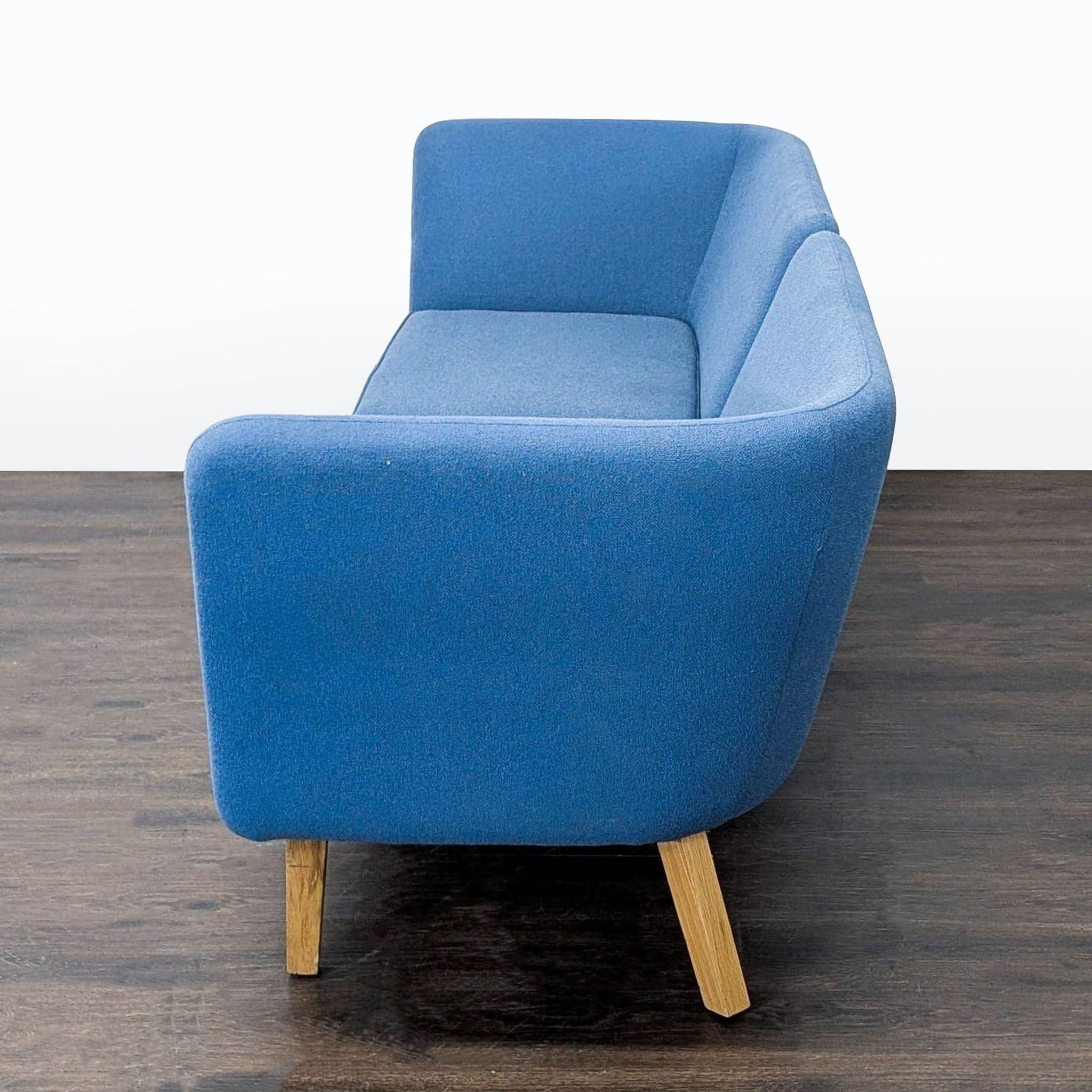 Knoll Rockwell Unscripted Modern Blue Sectional Sofa with Wood Legs - Thumbnail 5