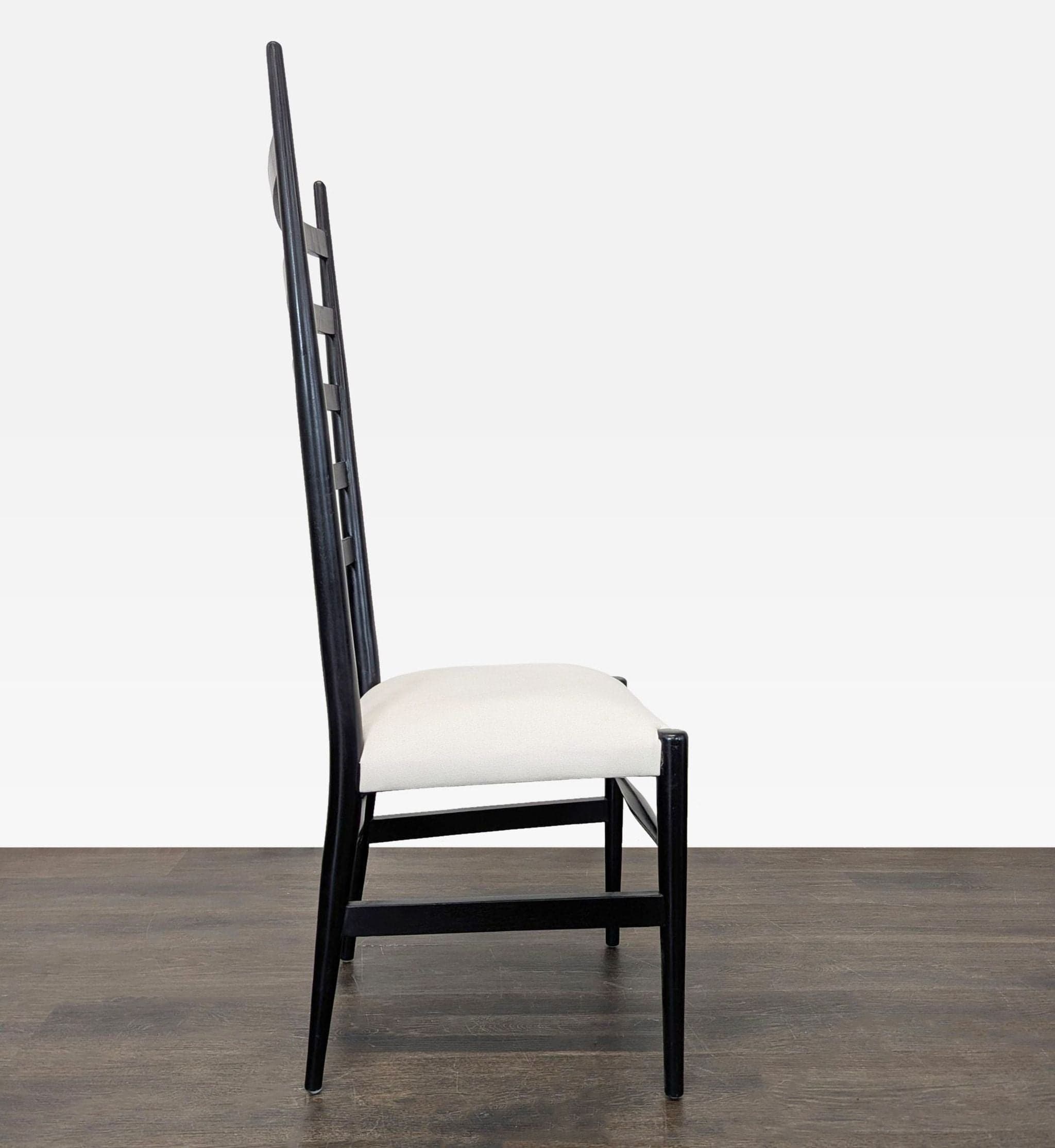 Modern High Back Black Ladder Chair with White Cushion Seat - Thumbnail 9