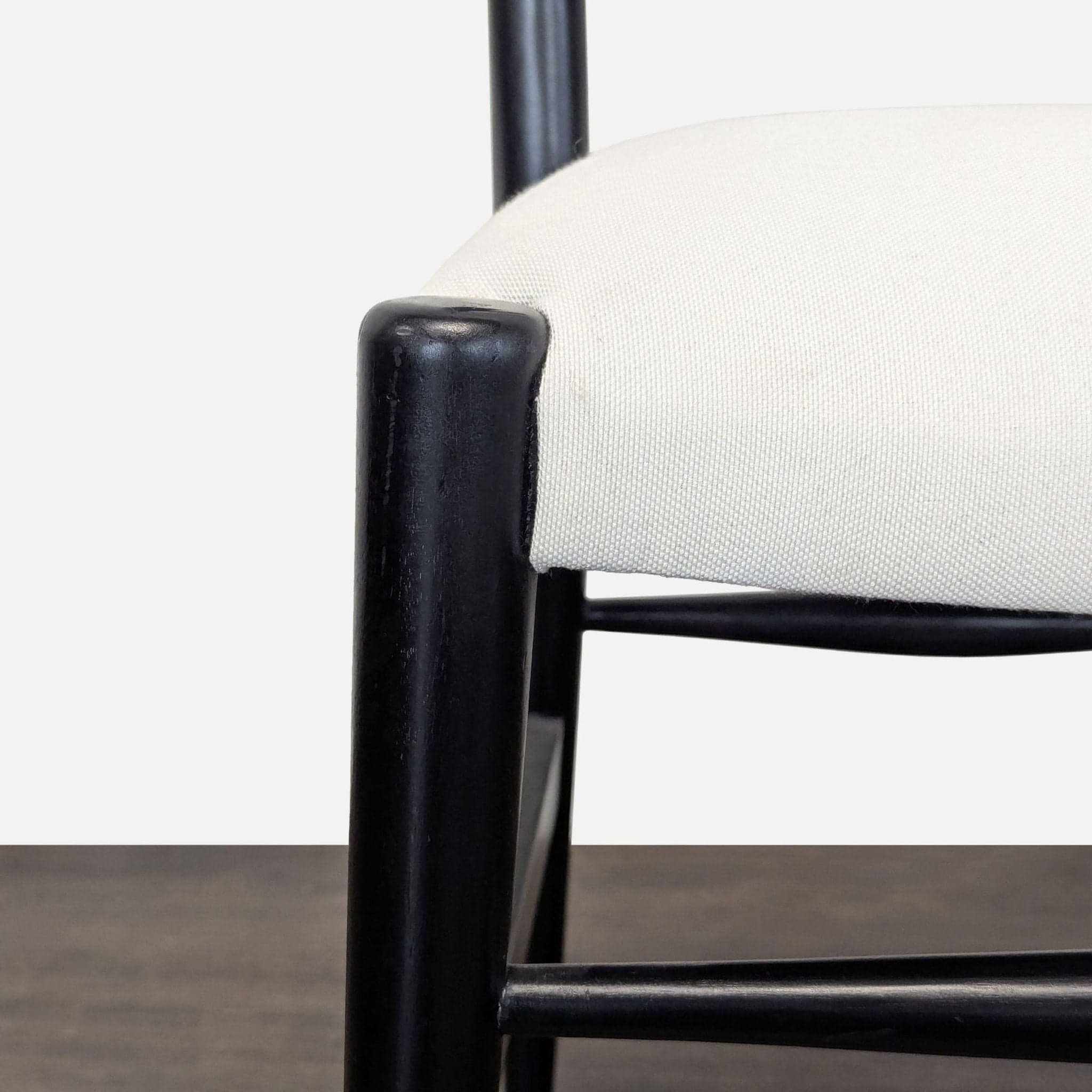 Modern High Back Black Ladder Chair with White Cushion Seat - Thumbnail 5