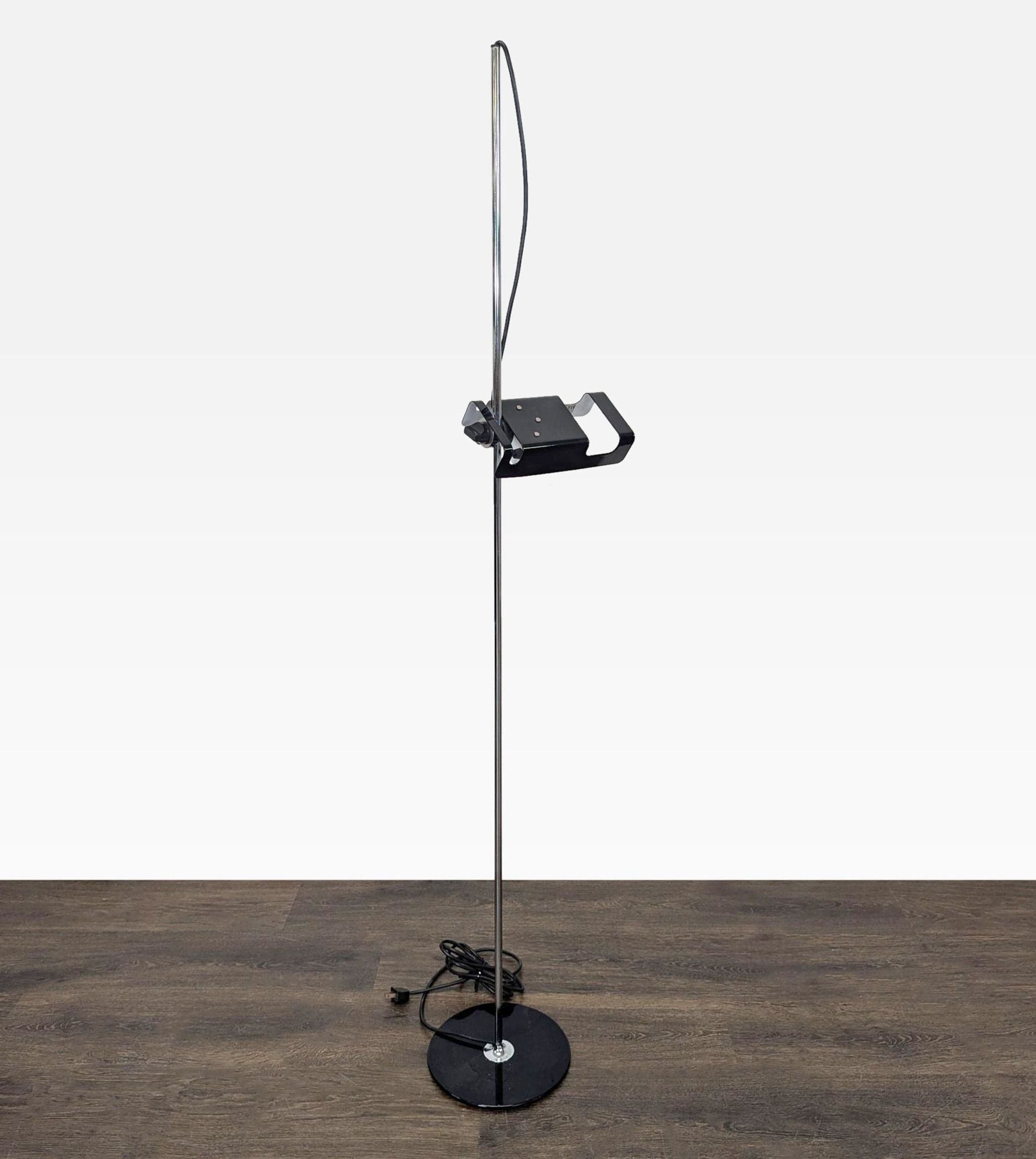 Joe Colombo for Oluce Vintage Chrome and Black Floor Lamp - Thumbnail 2