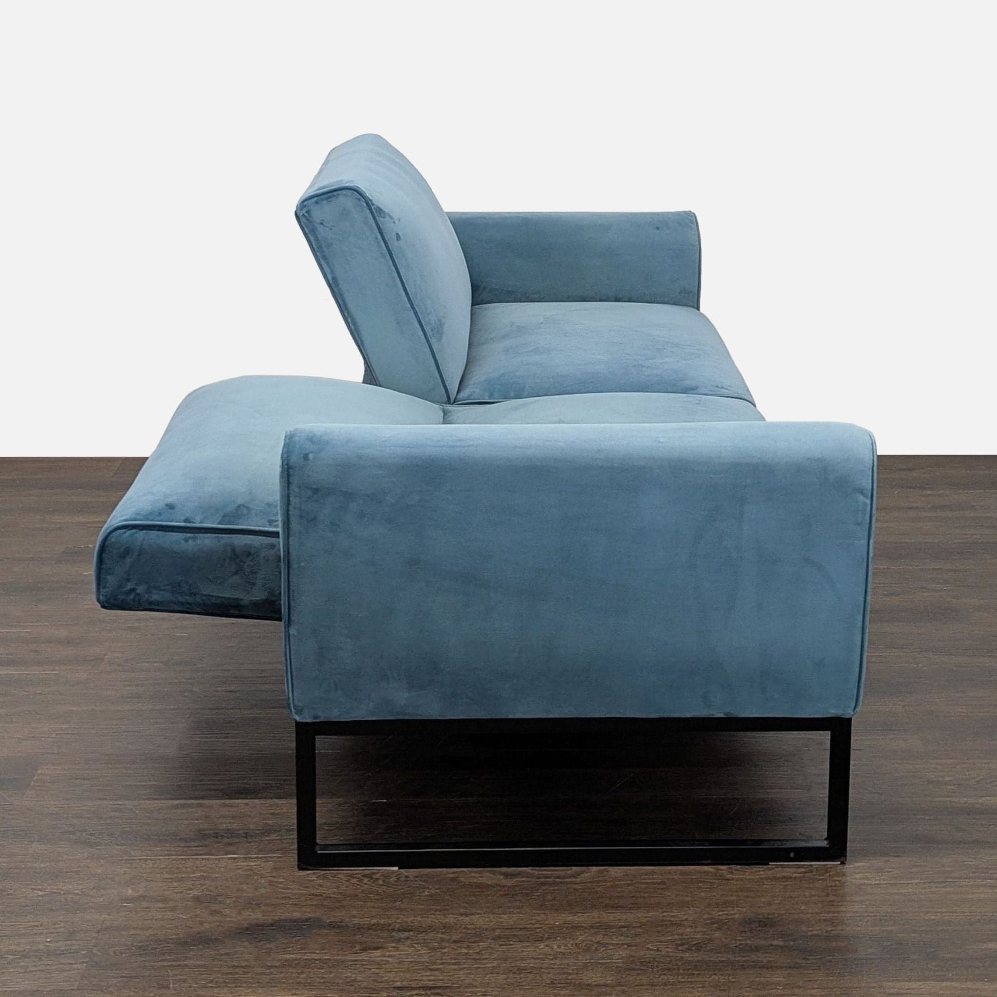 Dorel Home Furnishings Modern Teal Velvet Futon - Thumbnail 4