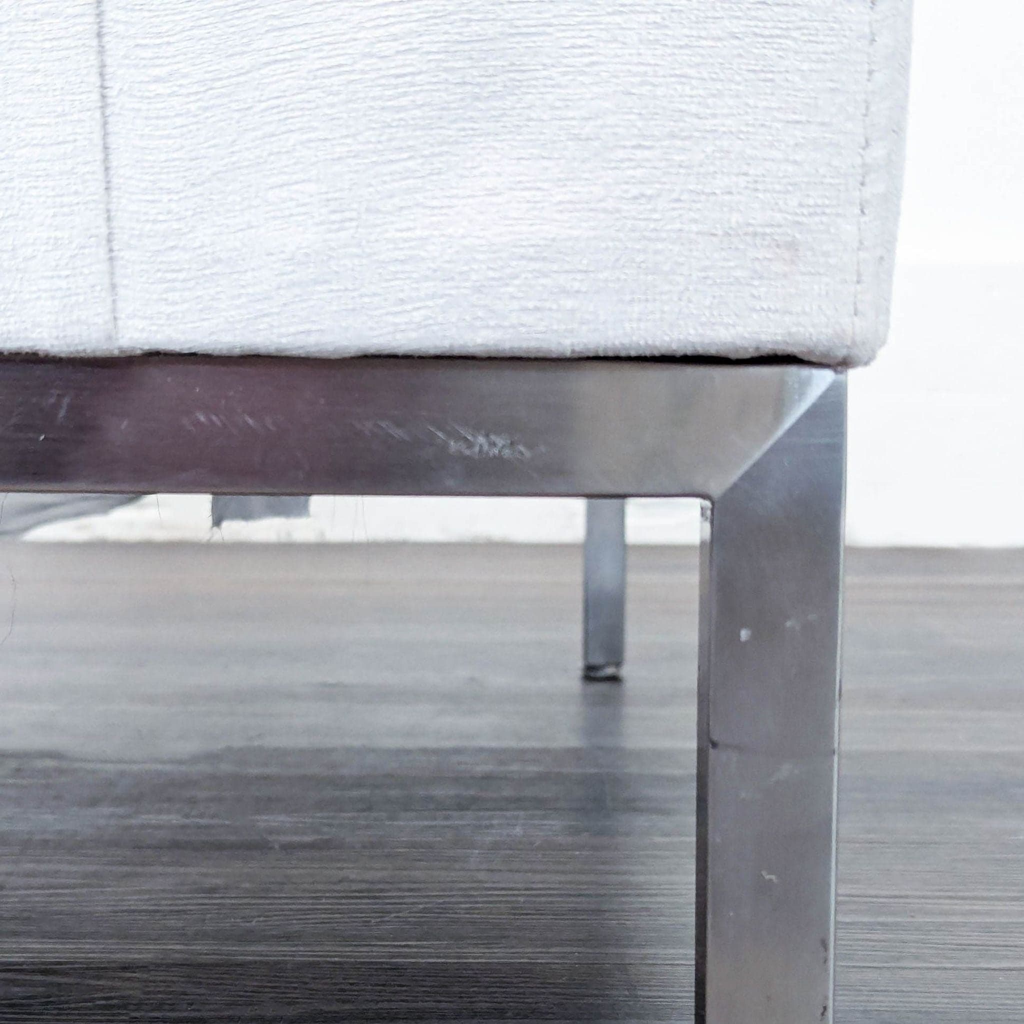 Modern White Lounge Chair with Metal Legs - Thumbnail 10