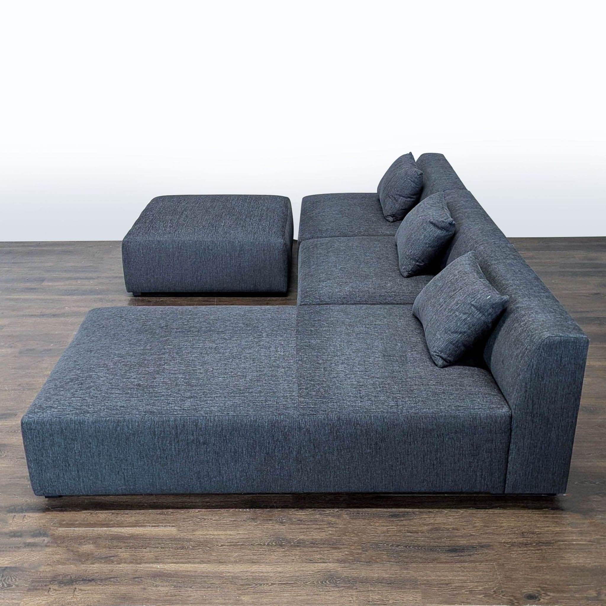 Maiden Home Breuer Modern Dark Gray Sectional with Ottoman and Pillows - Thumbnail 5