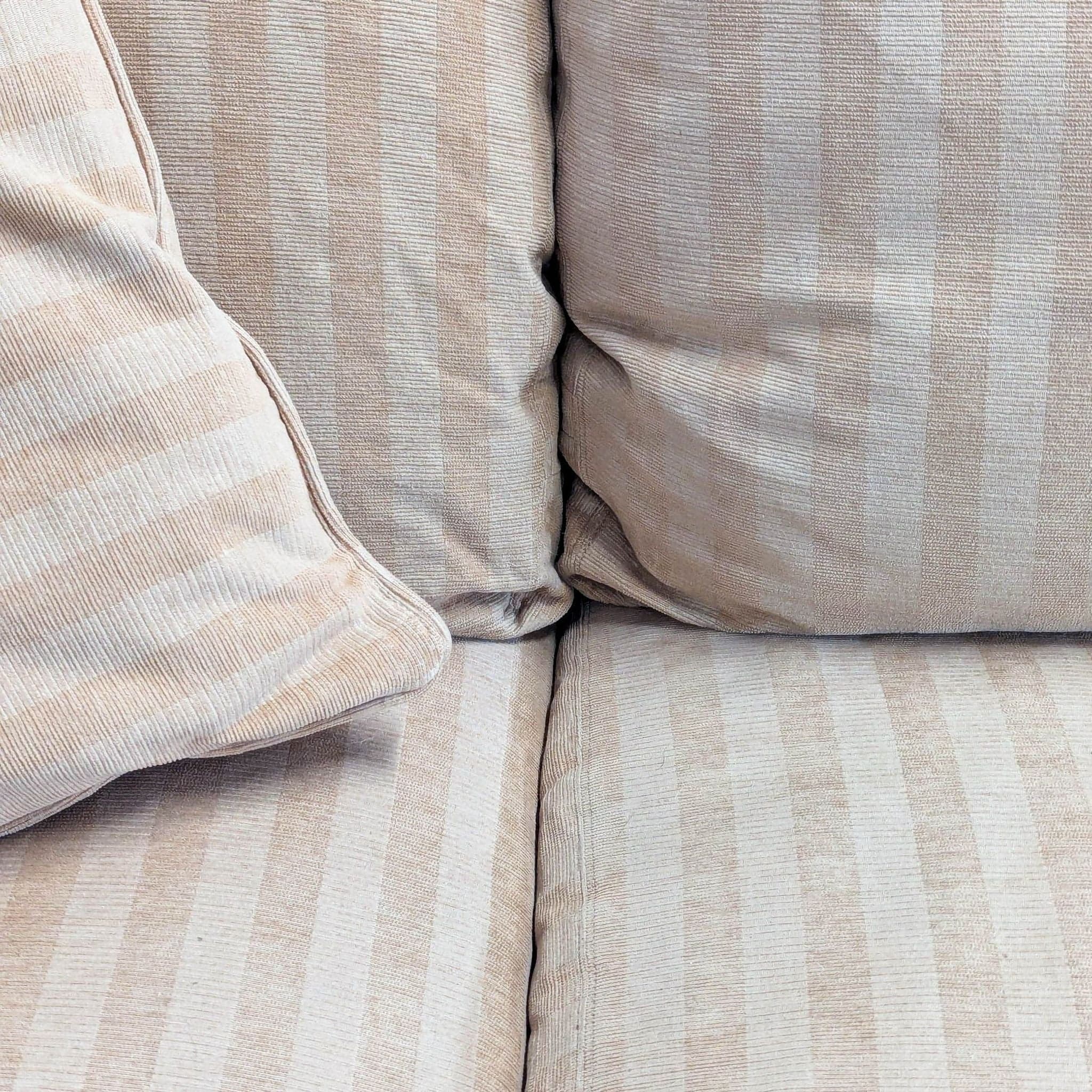 Crate & Barrel Essex 3-Seat Beige Striped Sofa with Cushions - Thumbnail 7