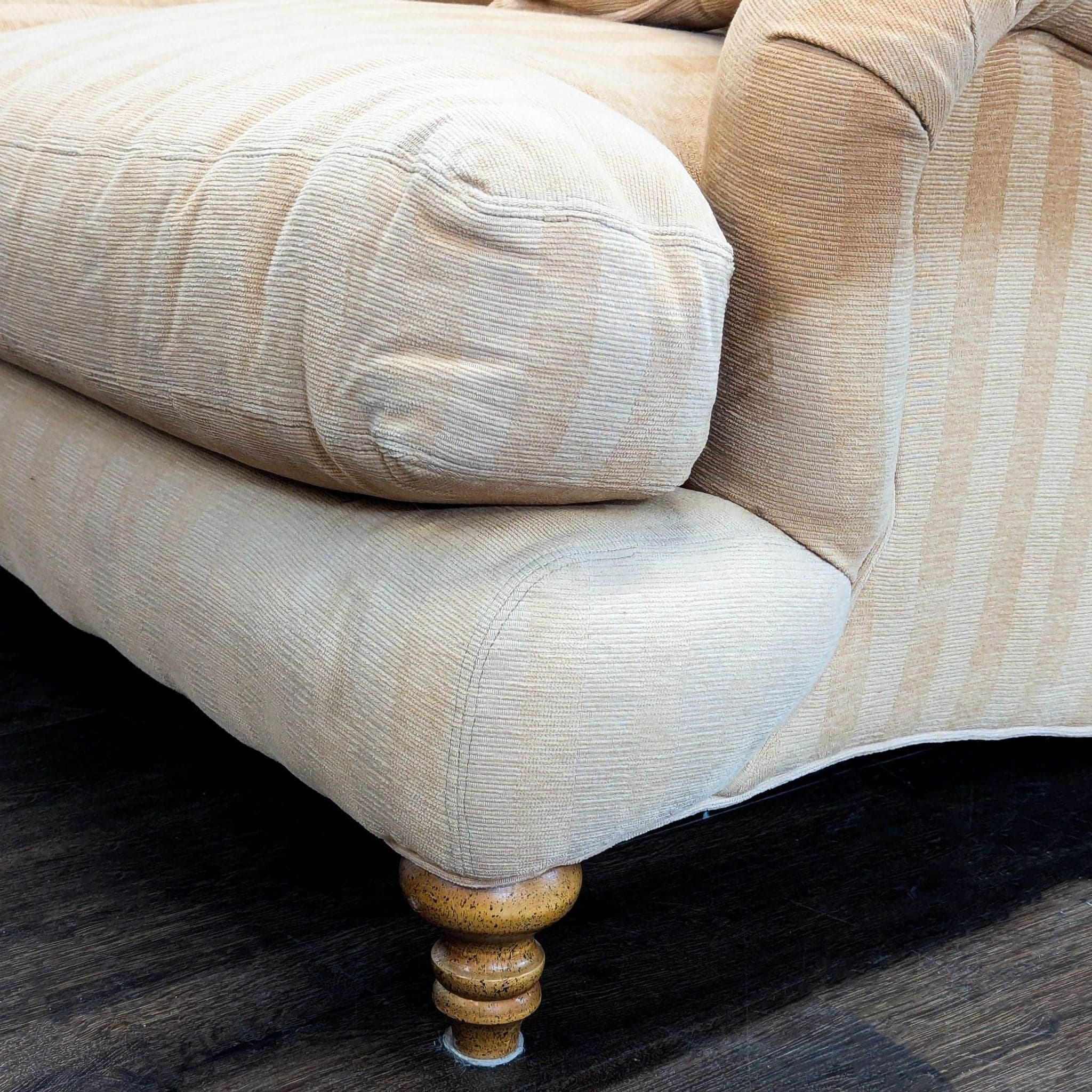 Crate & Barrel Essex 3-Seat Beige Striped Sofa with Cushions - Thumbnail 6