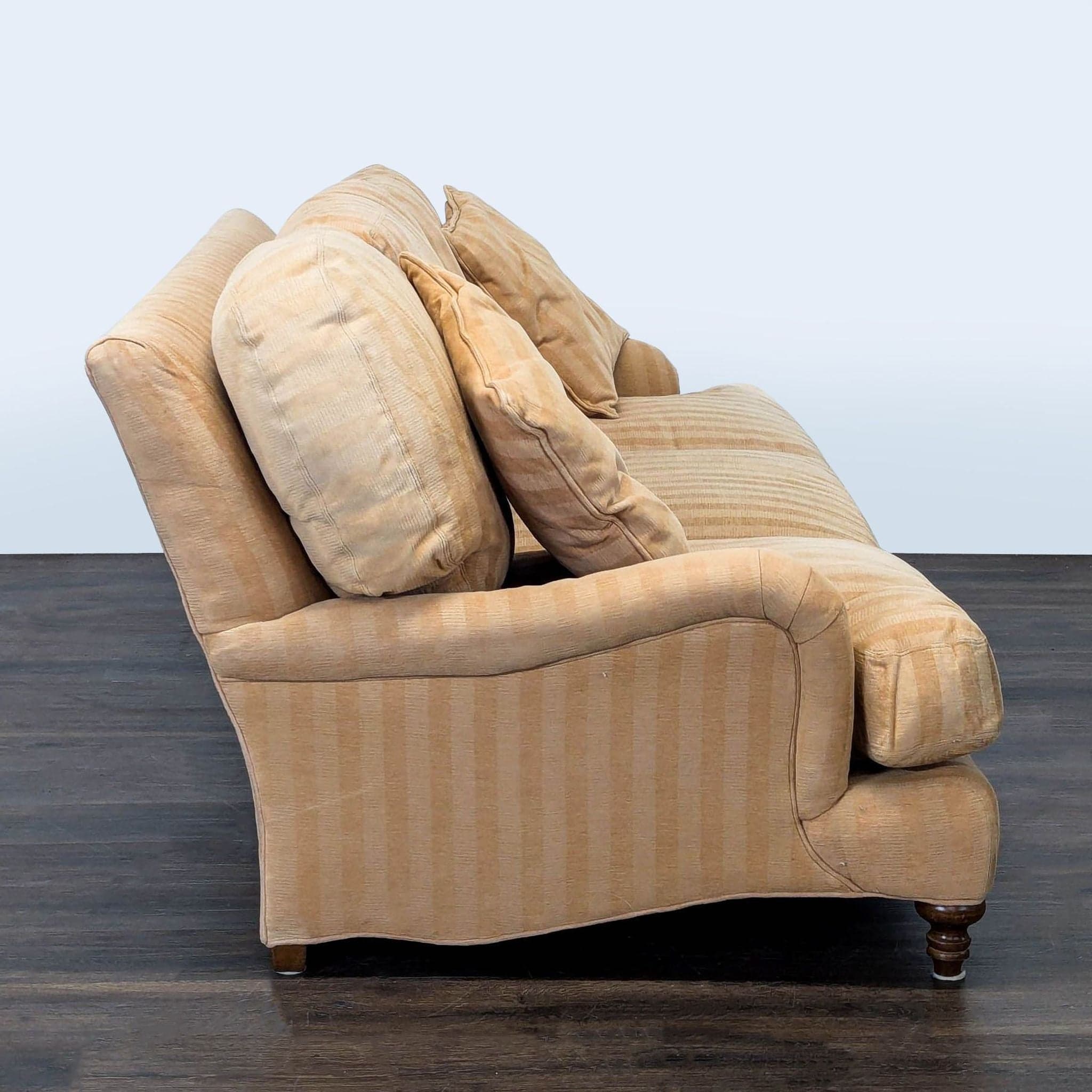 Crate & Barrel Essex 3-Seat Beige Striped Sofa with Cushions - Thumbnail 3