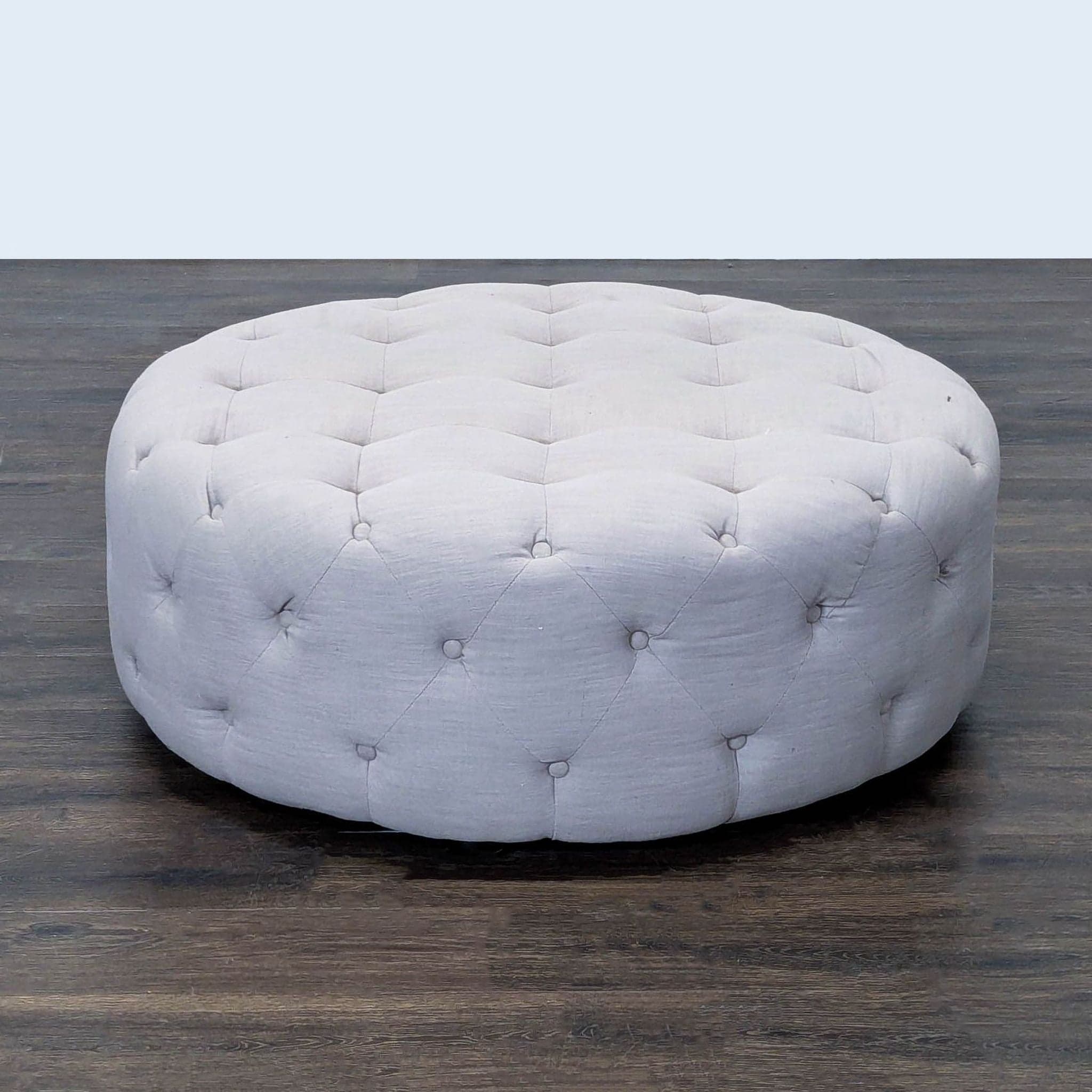 Button Tufted Upholstered Ottoman - Thumbnail 2