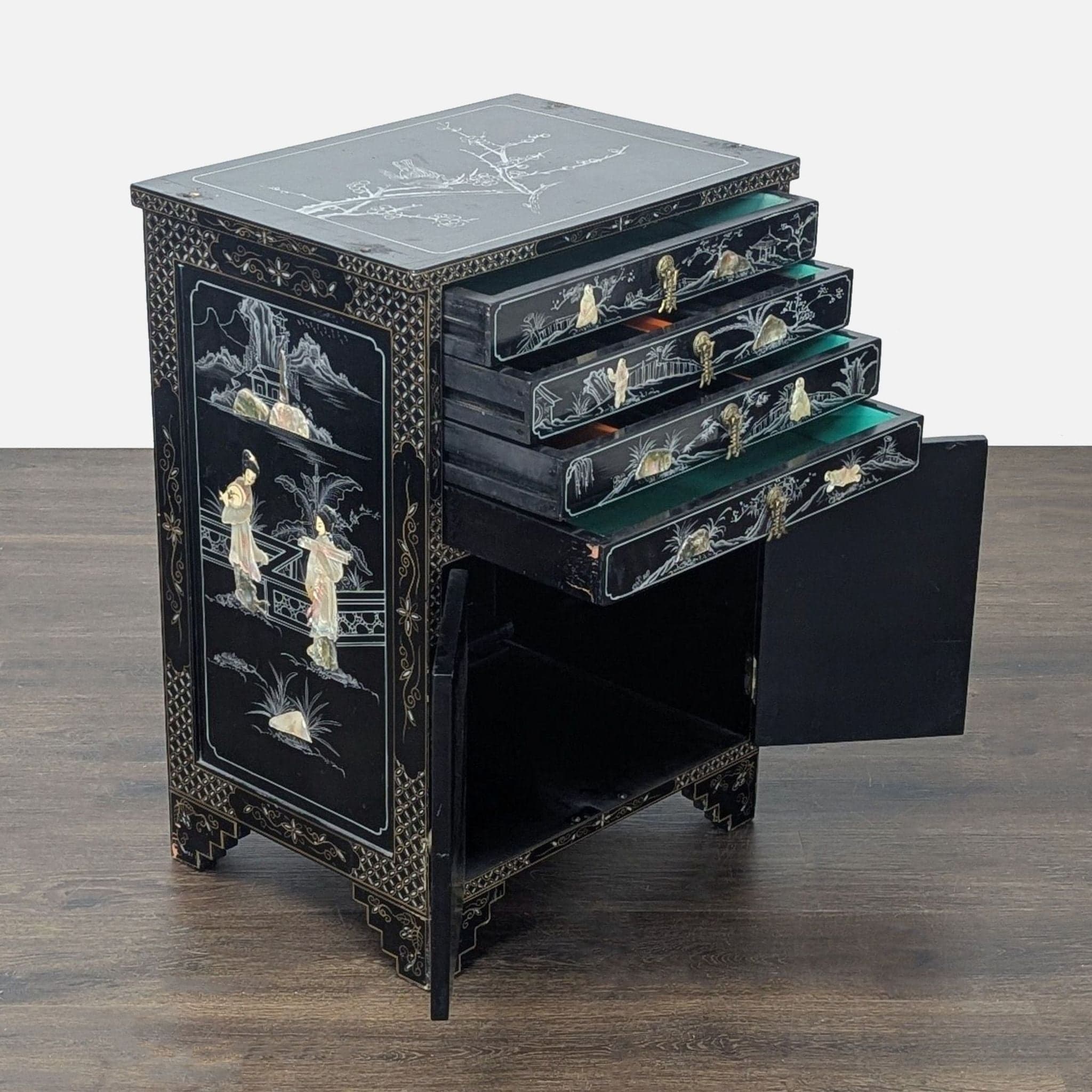 Vintage Lacquered Chinese Cabinet - Thumbnail 2