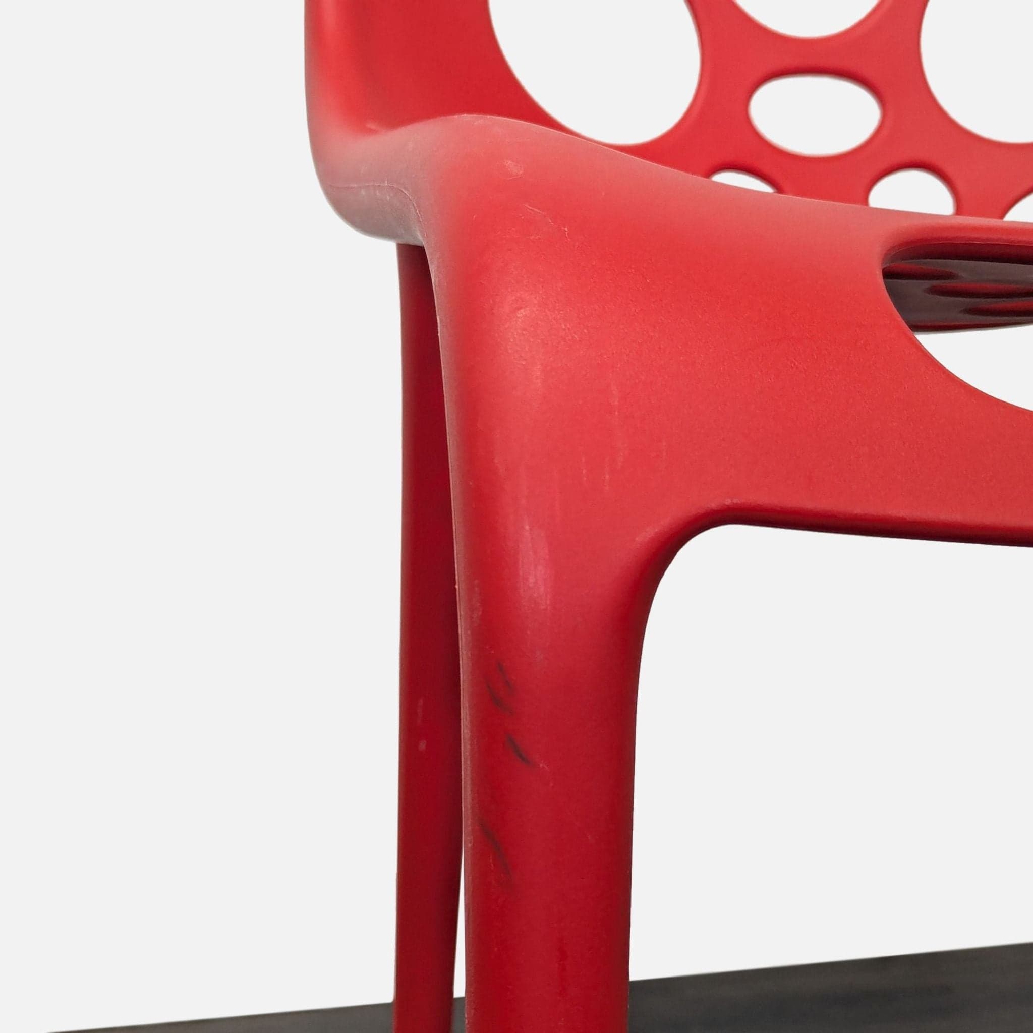 Red Plastic Dining Chair with Circle Cut-Outs - Thumbnail 7